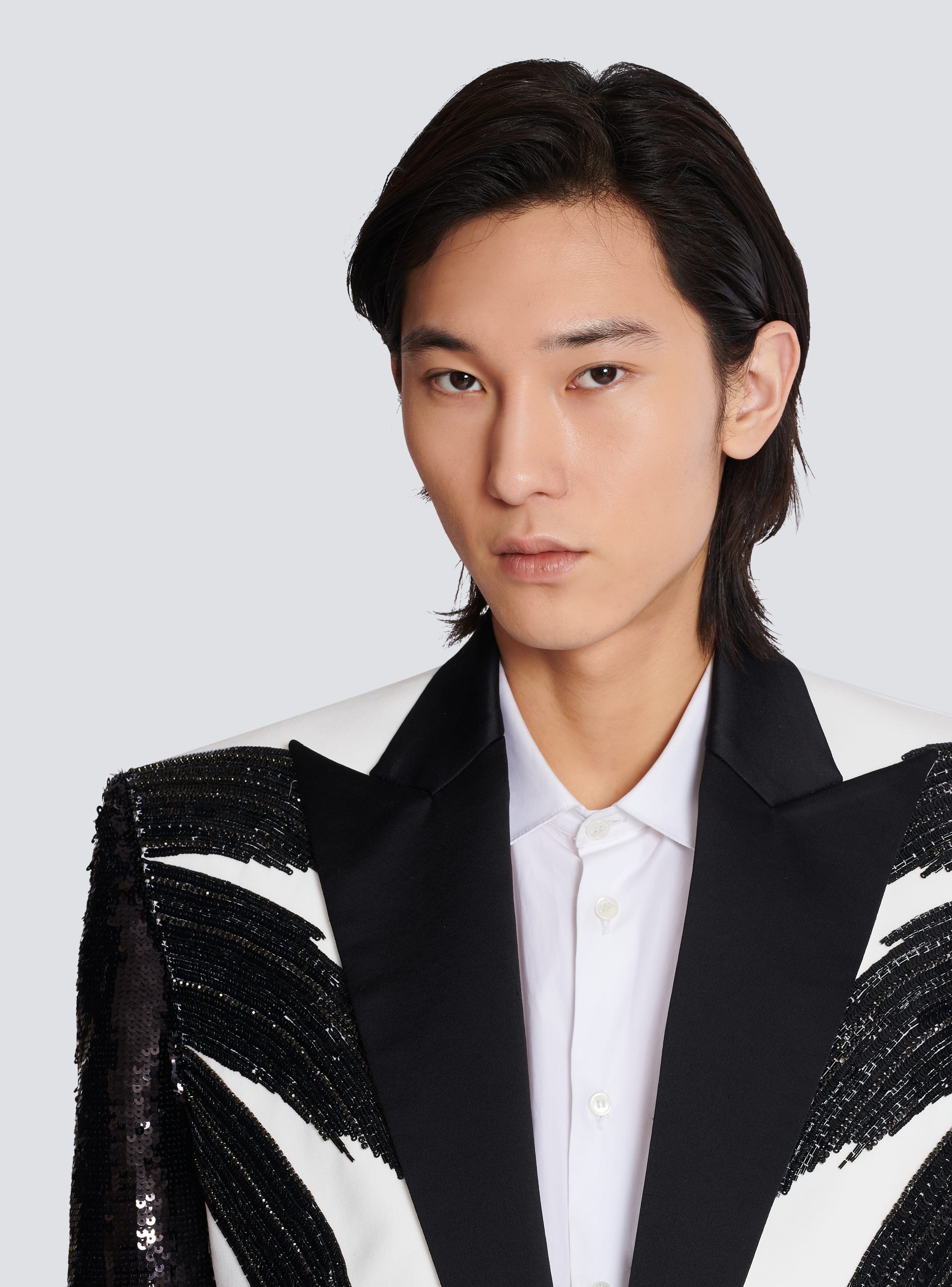 Two tone jacket with sequin embroidery black Men BALMAIN