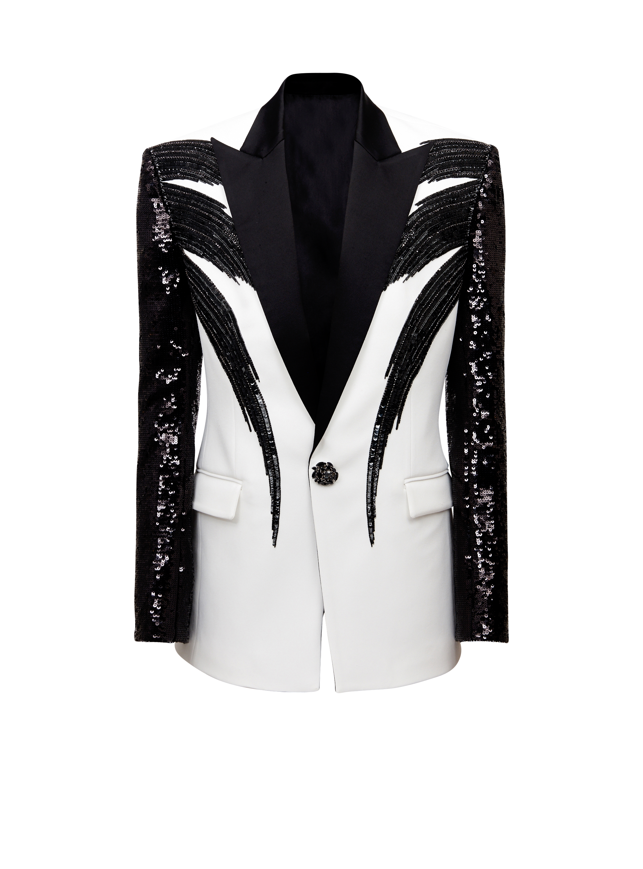 Two-tone jacket with sequin embroidery