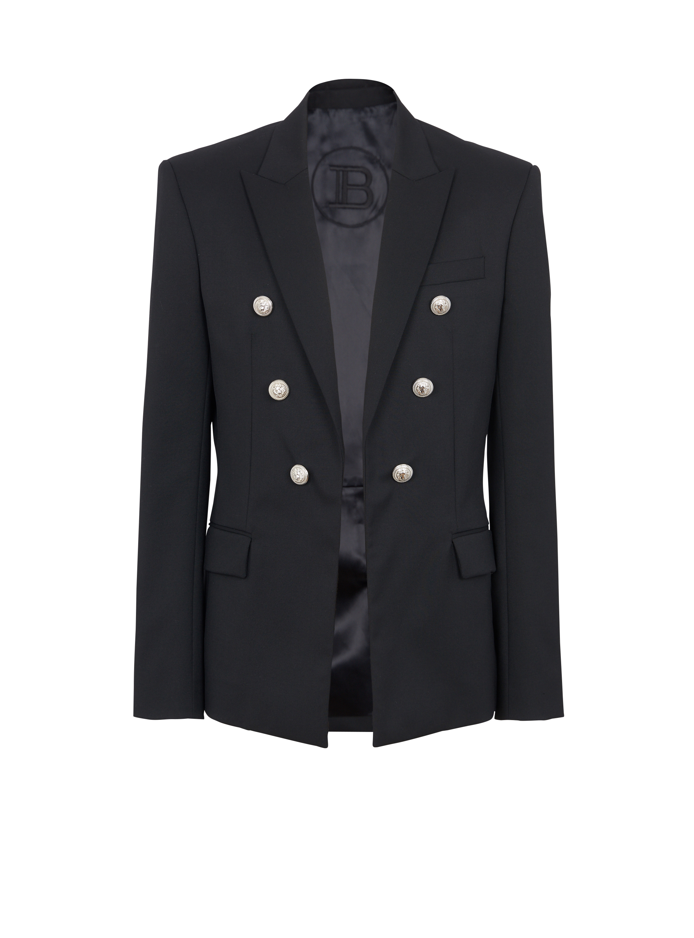 Wool 6 button jacket black Men BALMAIN