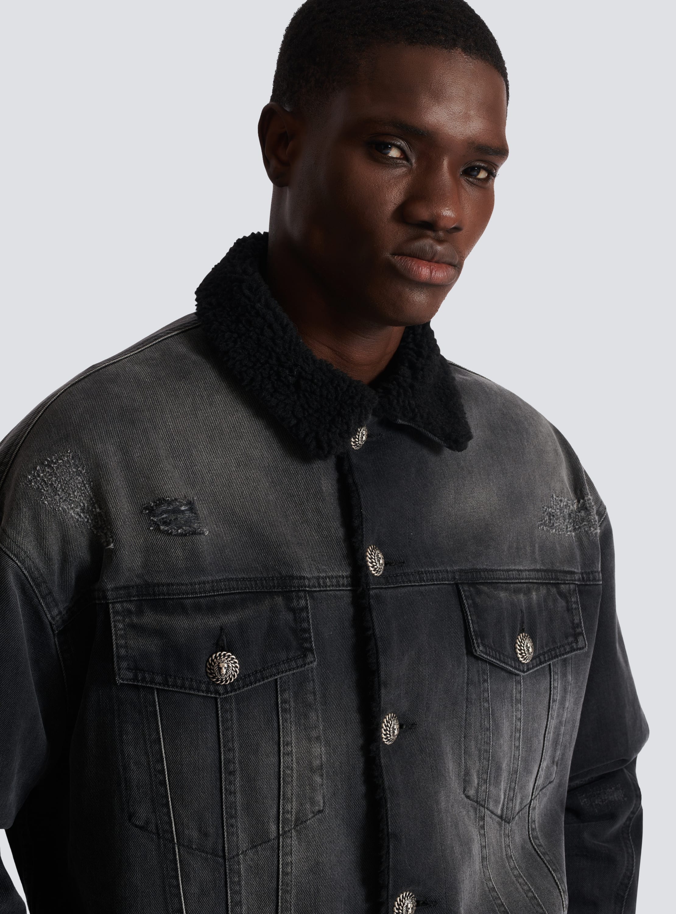 Mens faded fashion denim jacket