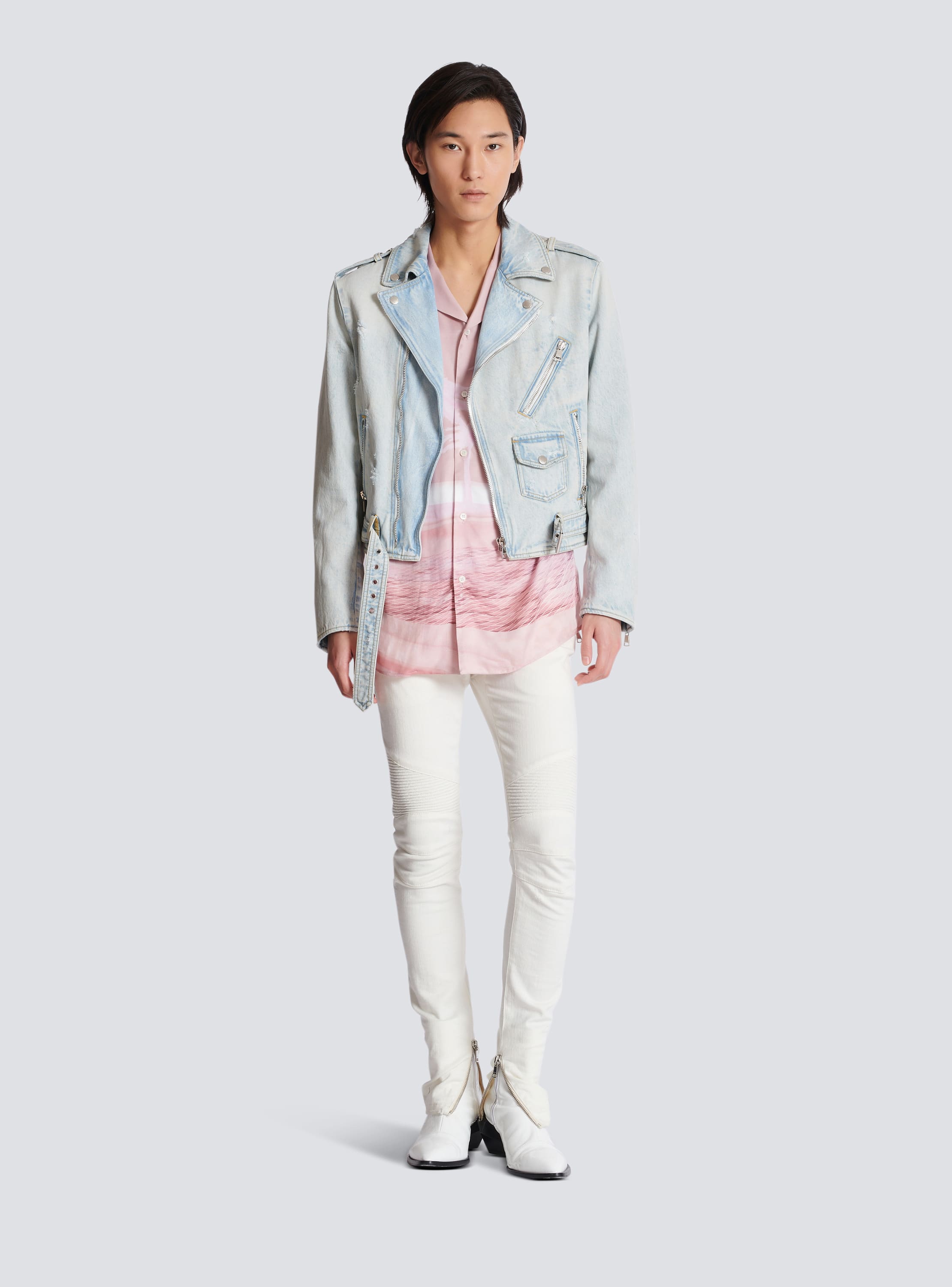 Veste biker en denim