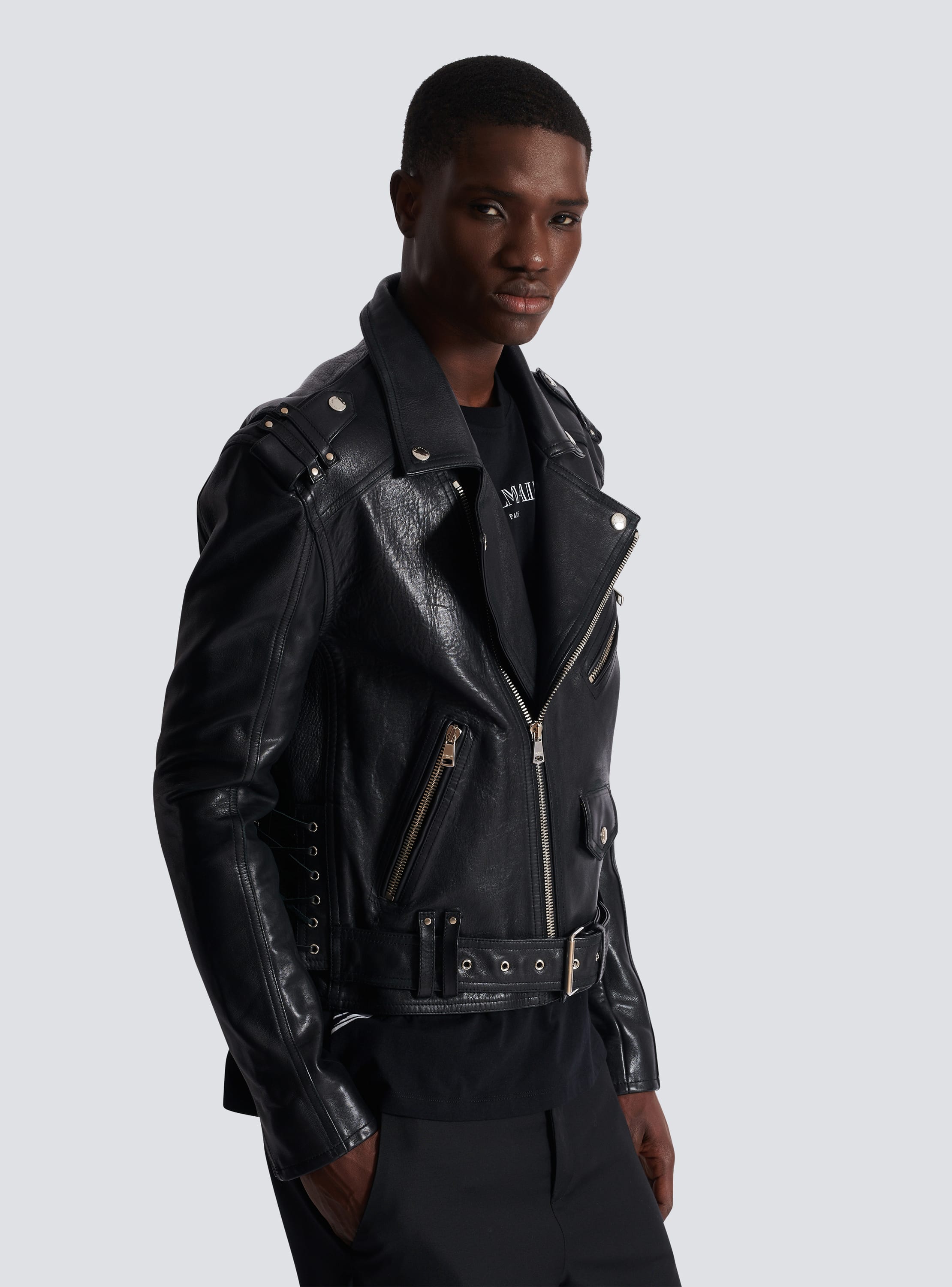 Balmain down biker jacket hotsell