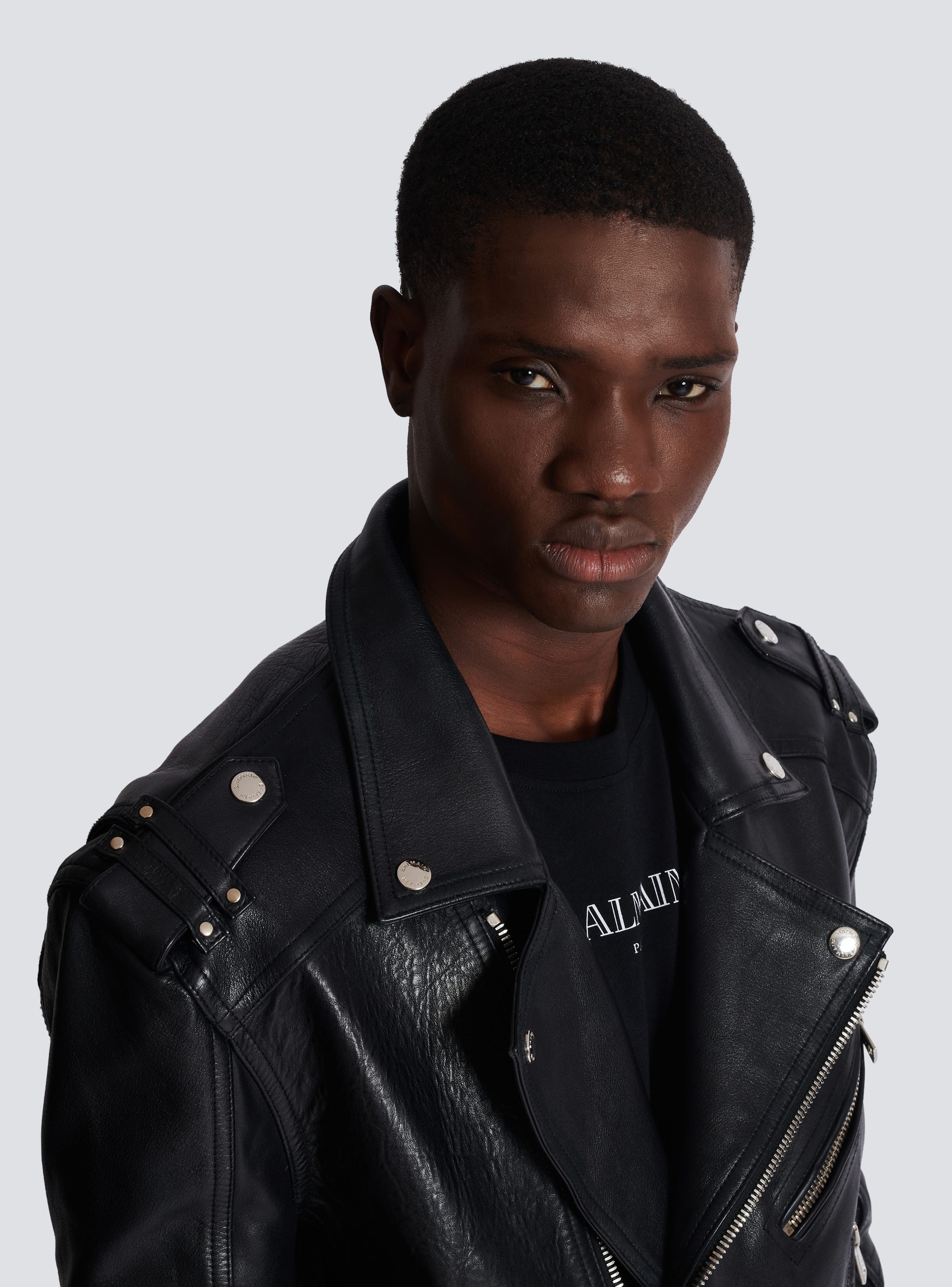 Balmain down biker jacket best sale