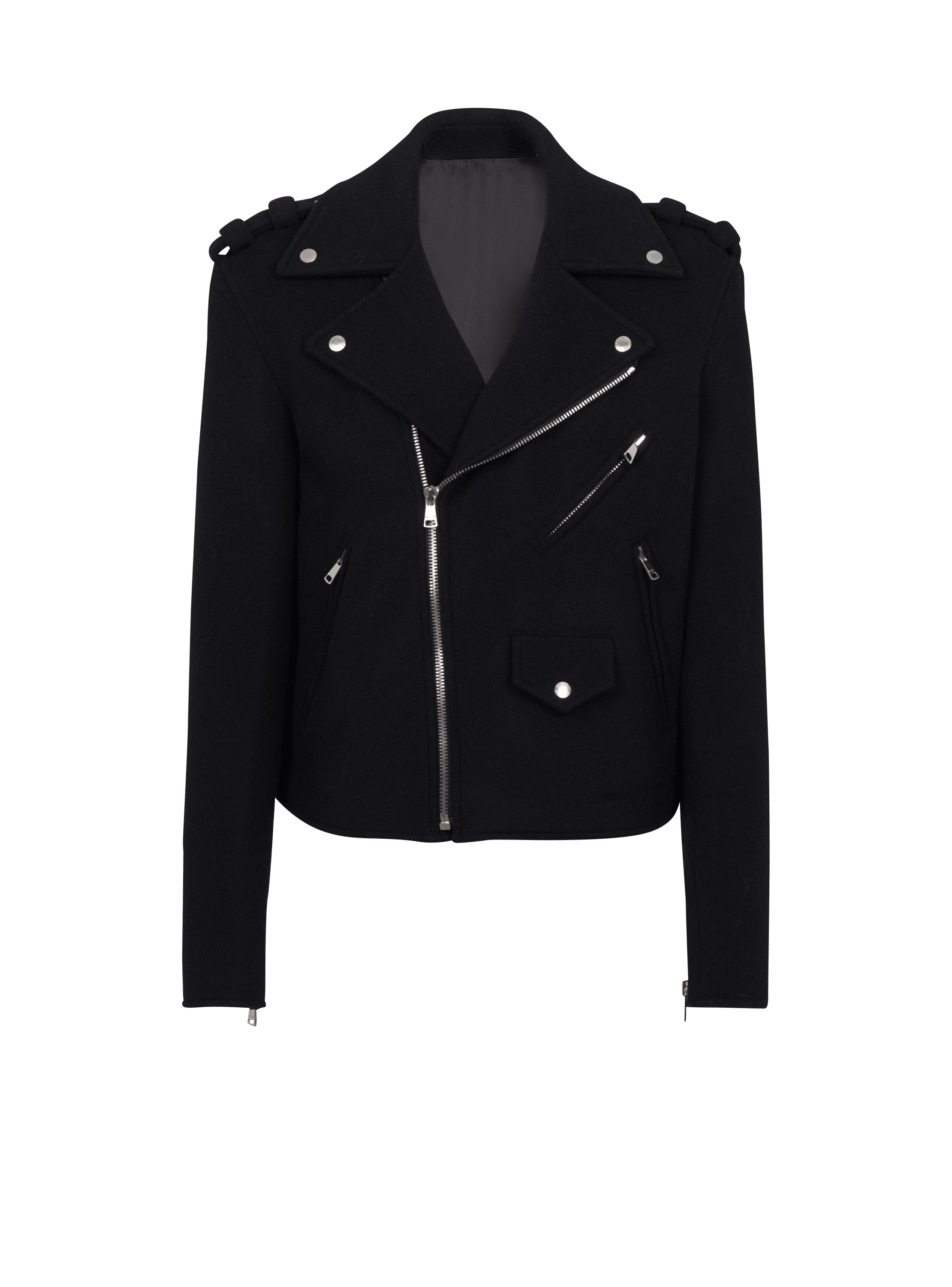 Veste biker en laine feutrée