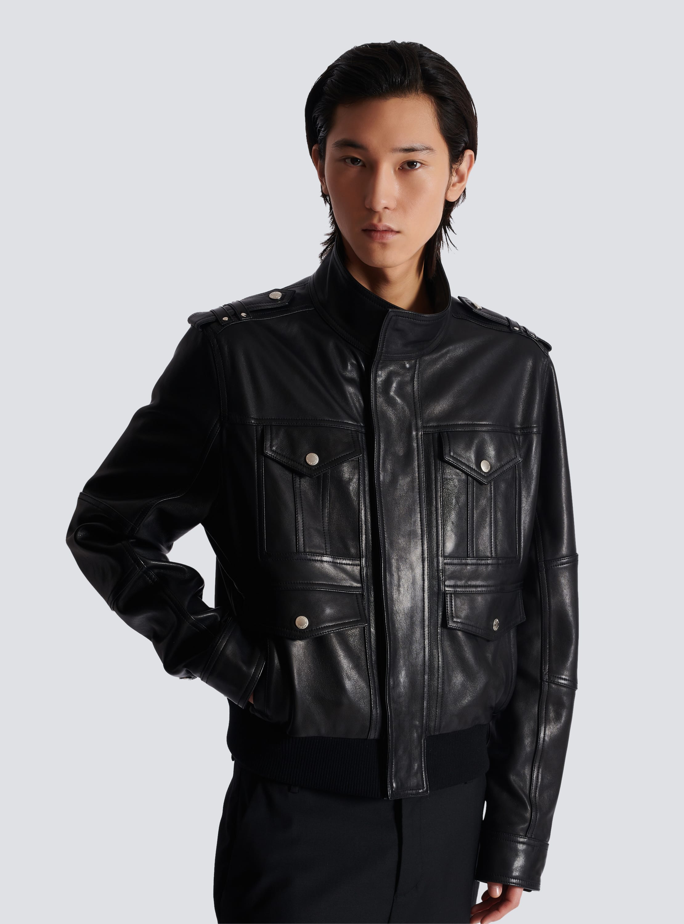 Lambskin leather jacket with 4 pockets