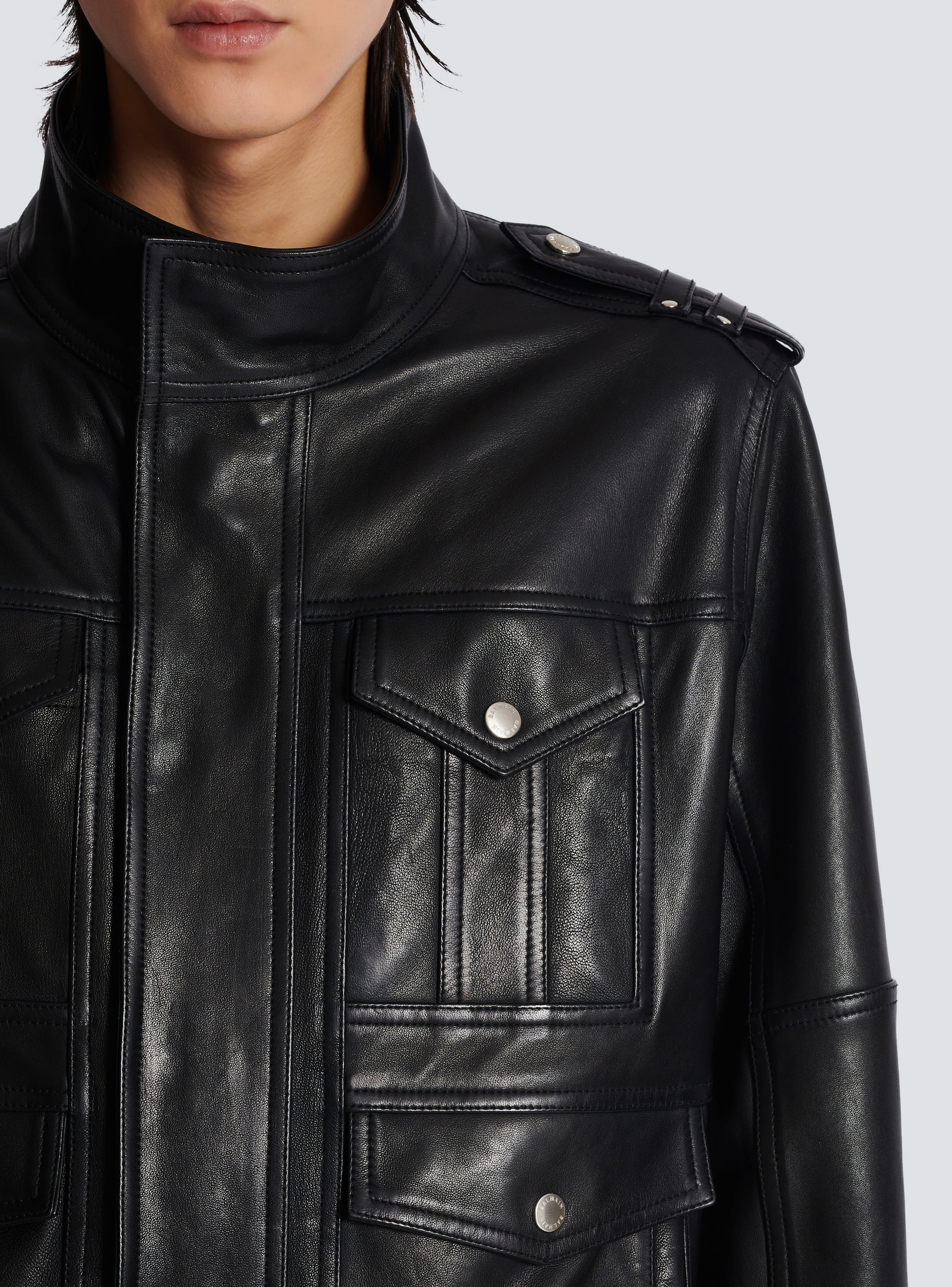 Lambskin leather jacket with 4 pockets