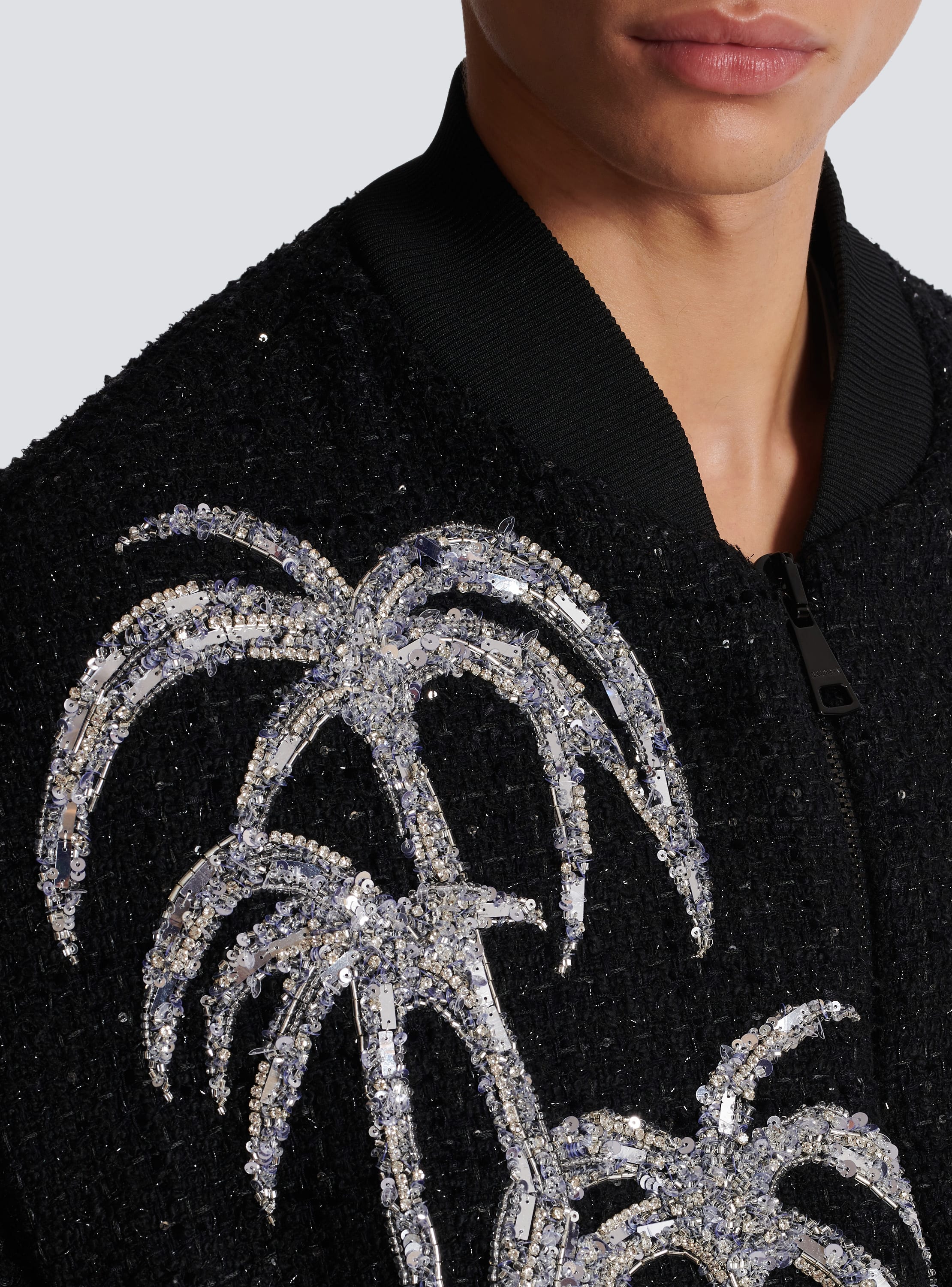 Mens black sequin bomber jacket hot sale