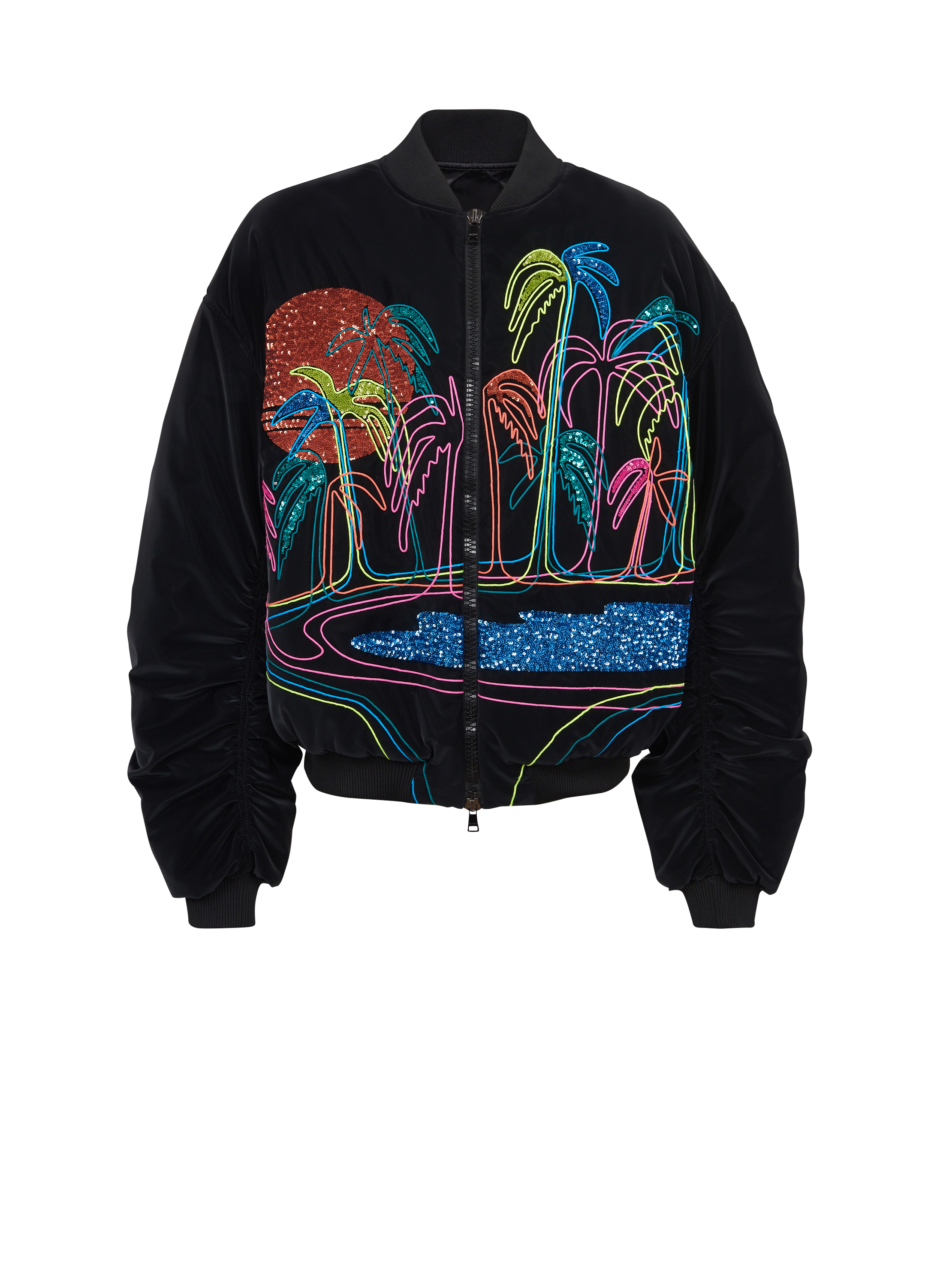 Bomber jacket with palm tree embroidery