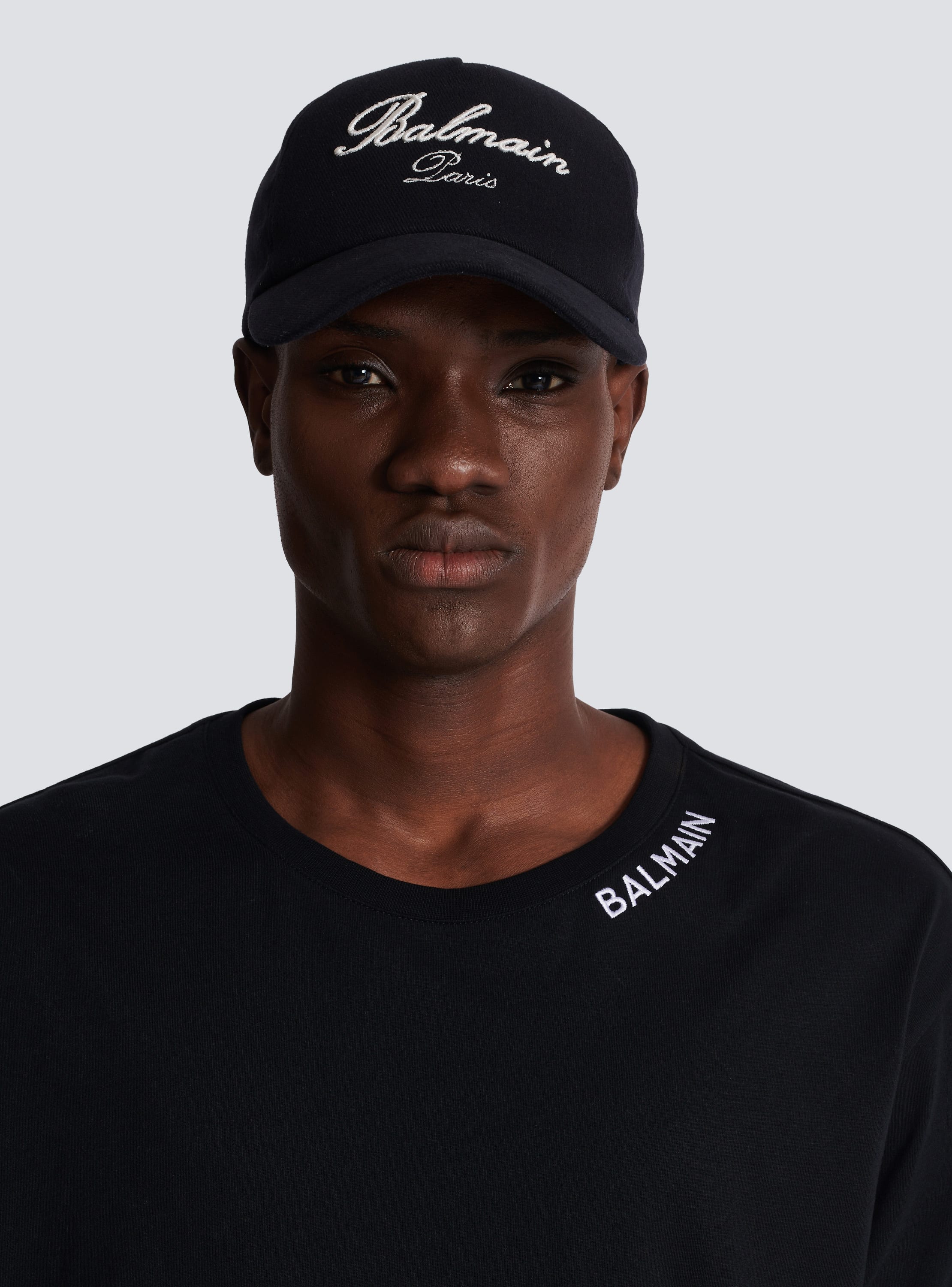 Gorra de algodón con bordado de Balmain Signature