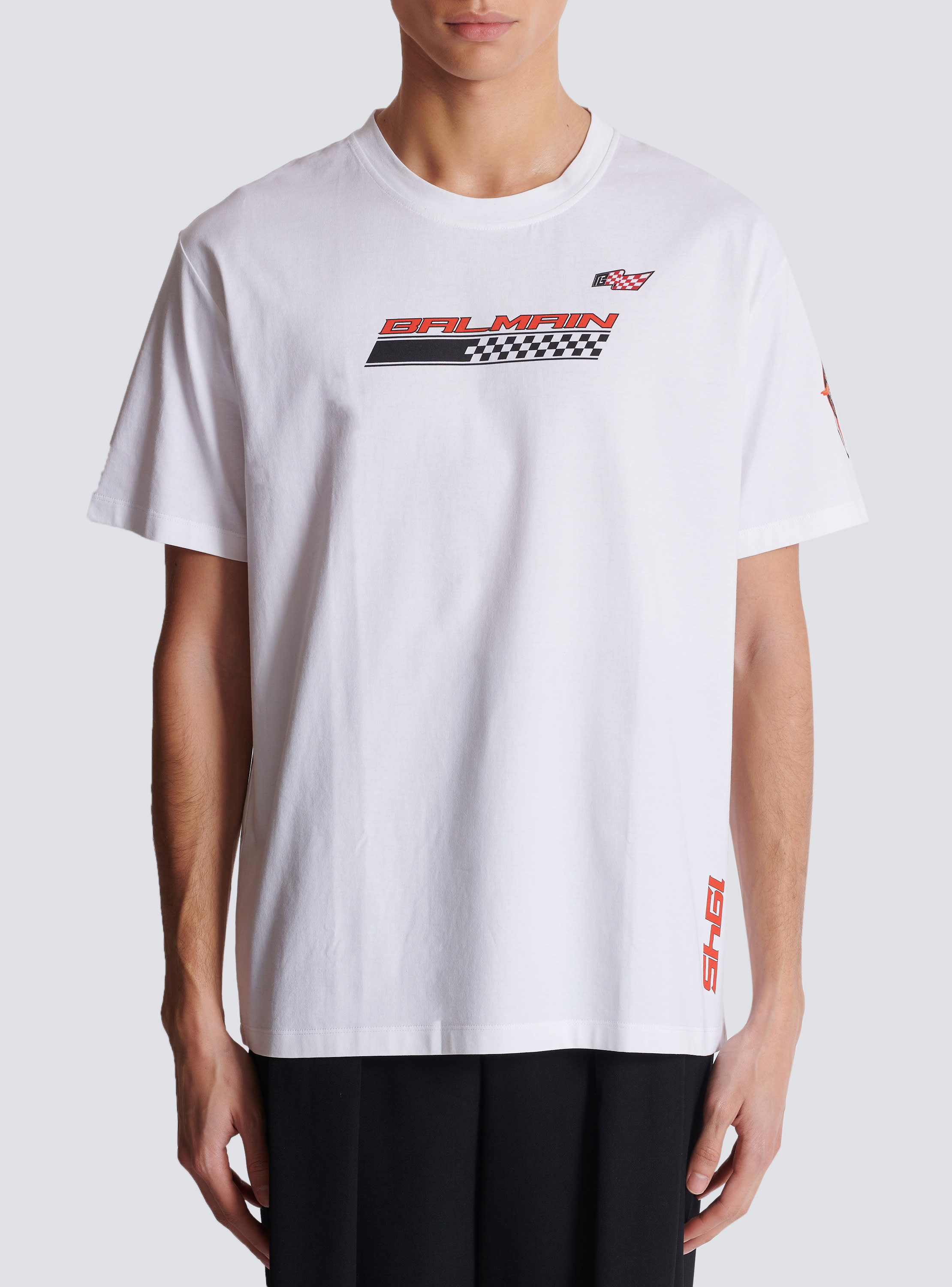 T shirt with Balmain Racing print