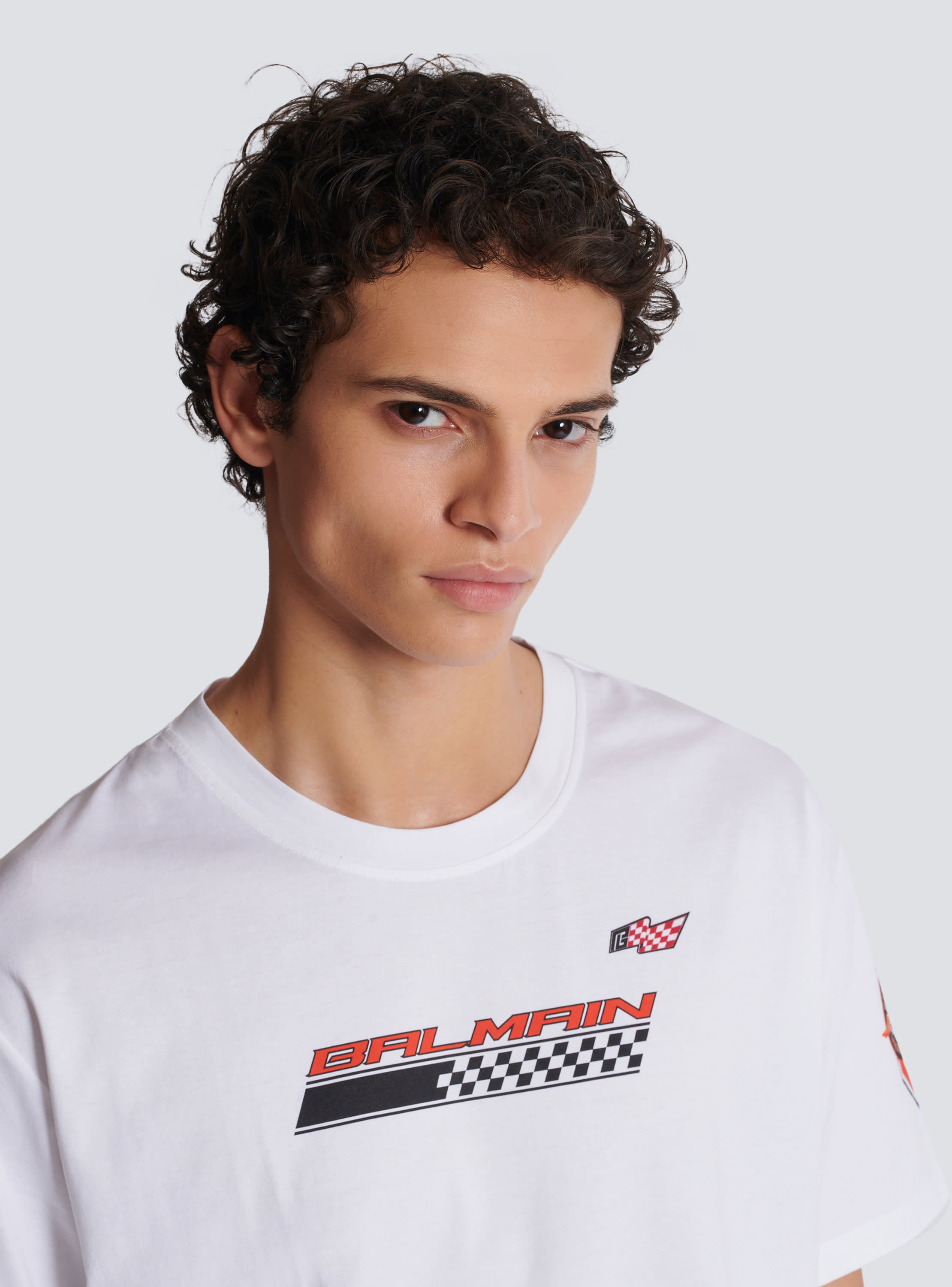 T shirt with Balmain Racing print