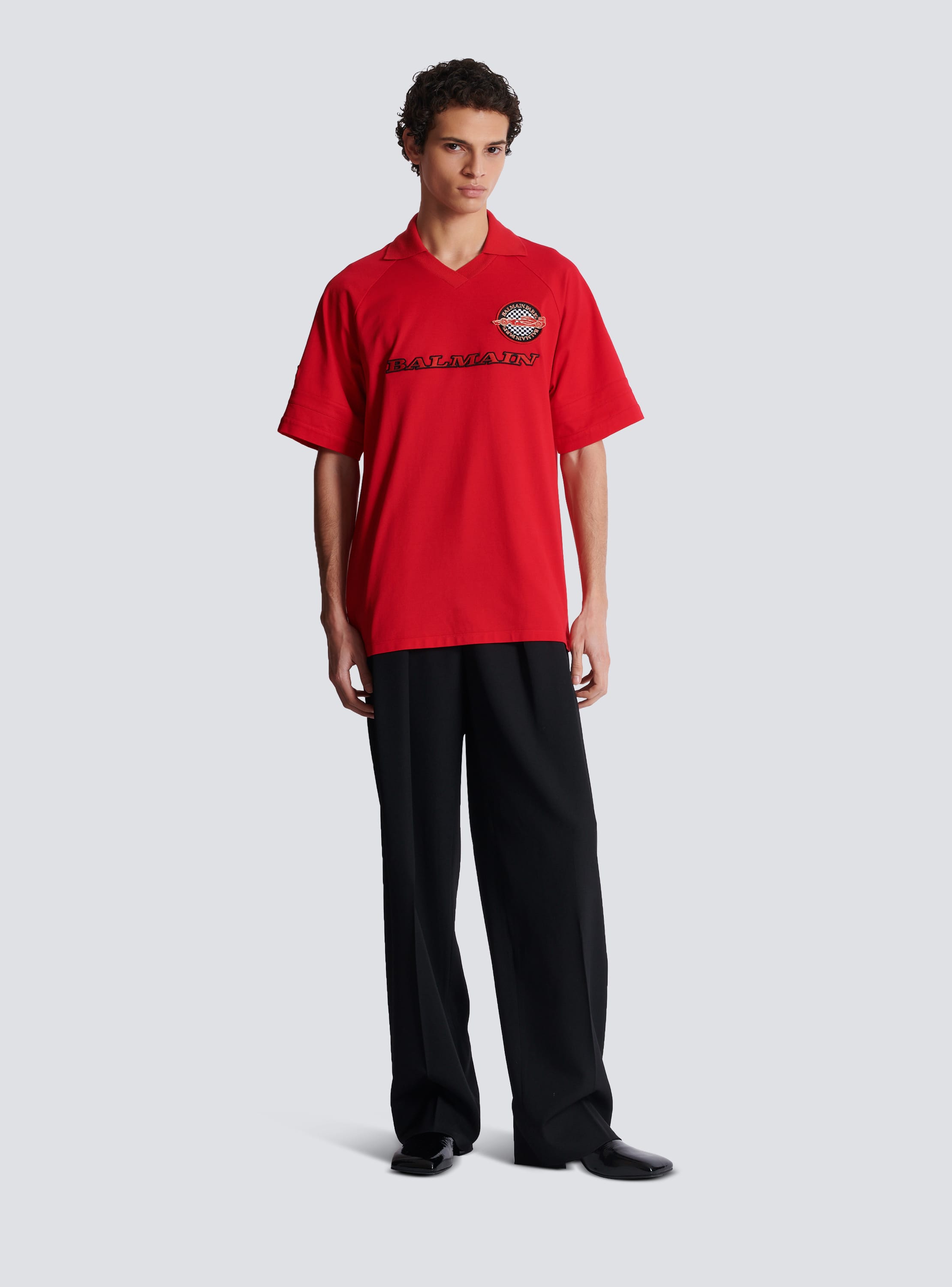 Polo shirt with Balmain Racing embroidery