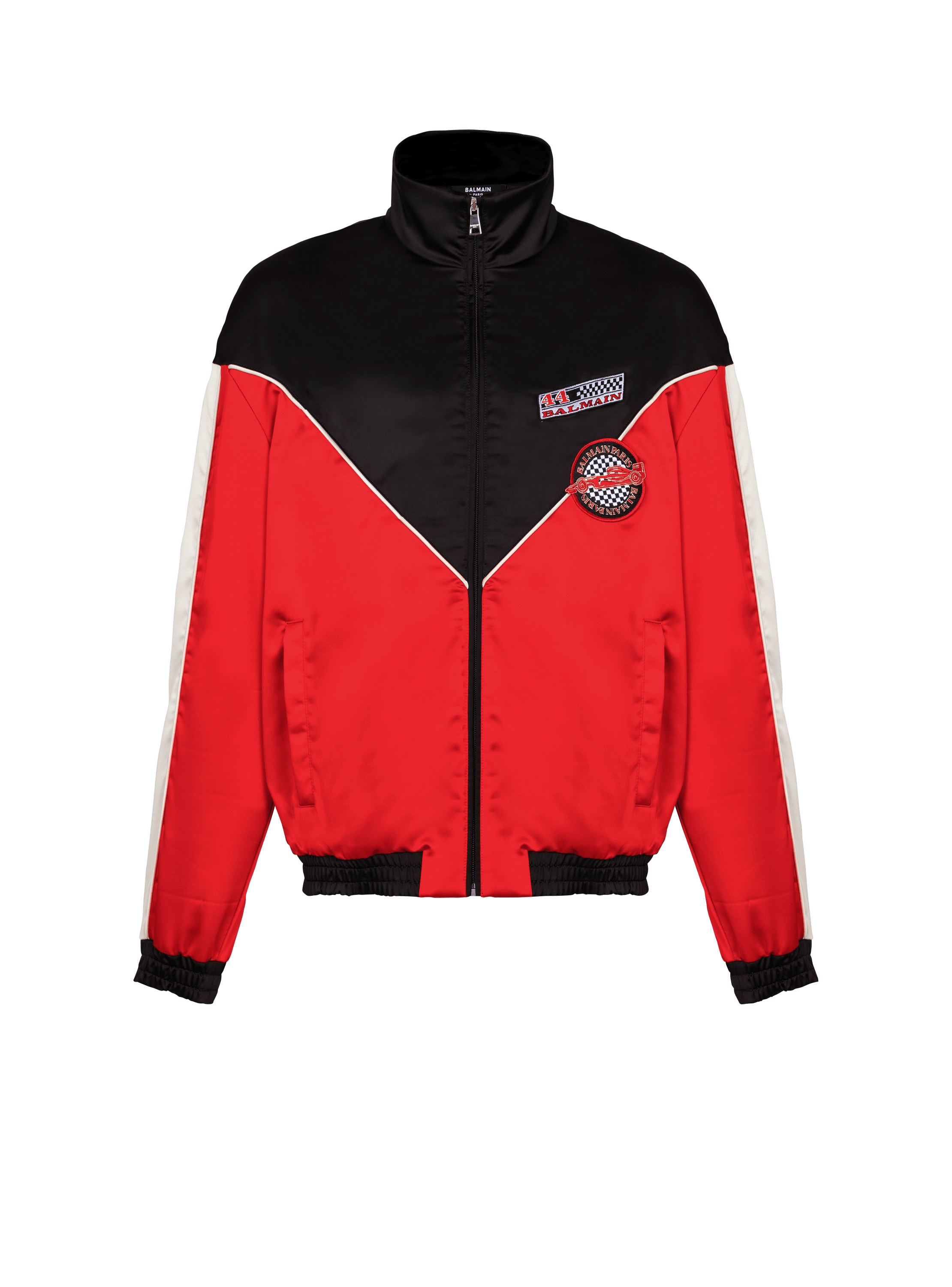 Jacke Balmain Racing aus dreifarbigem Satin