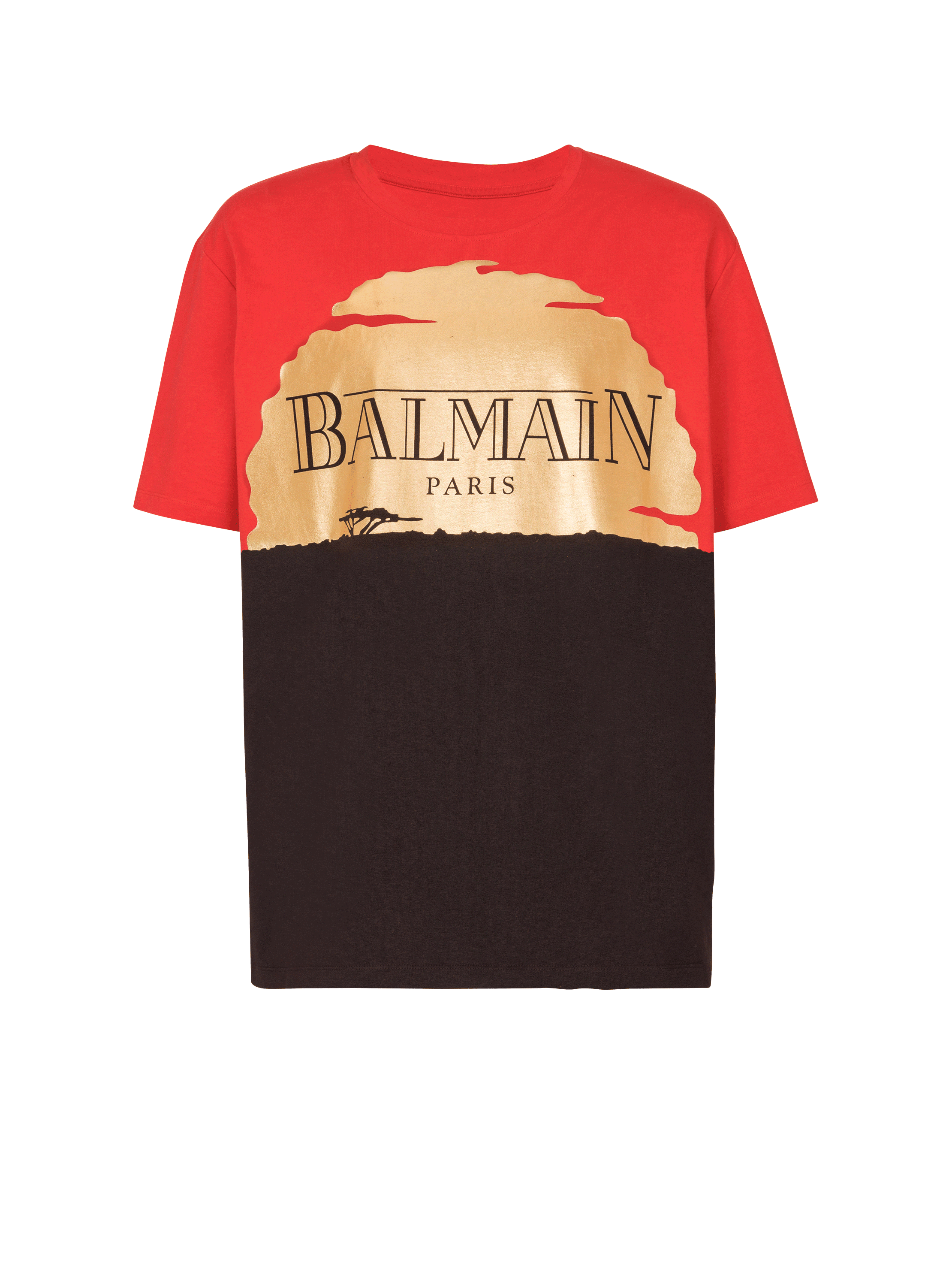 Disney x Balmain The Lion King Relaxed T shirt with Sunset print red Men BALMAIN