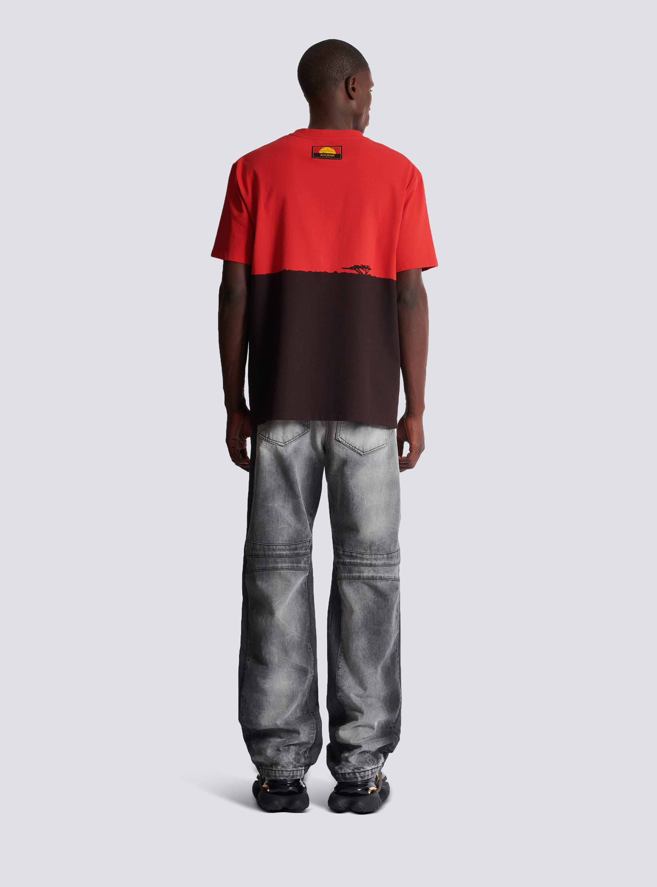 Disney x Balmain The Lion King Relaxed T shirt with Sunset print red Men BALMAIN