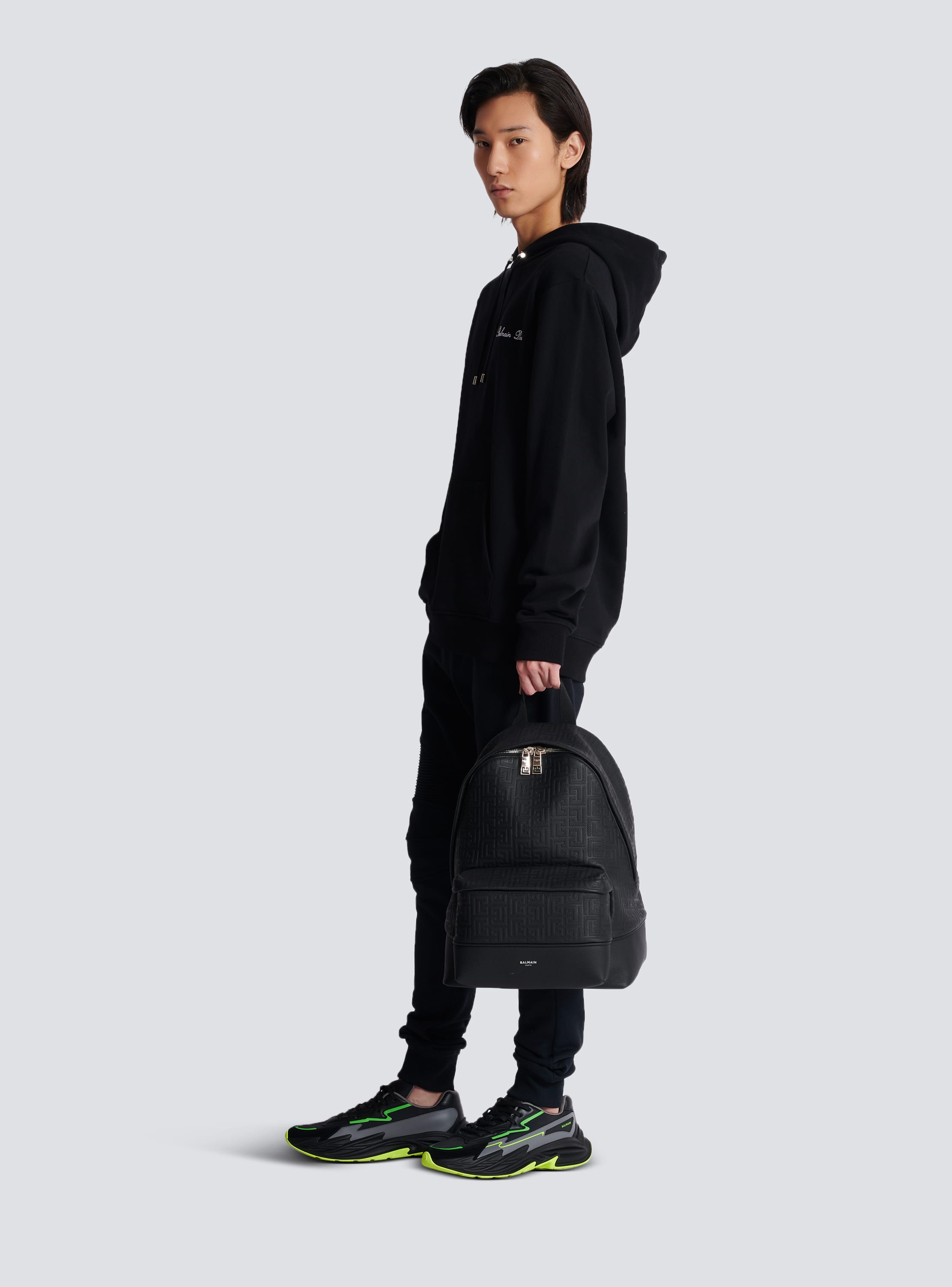 Grained leather backpack