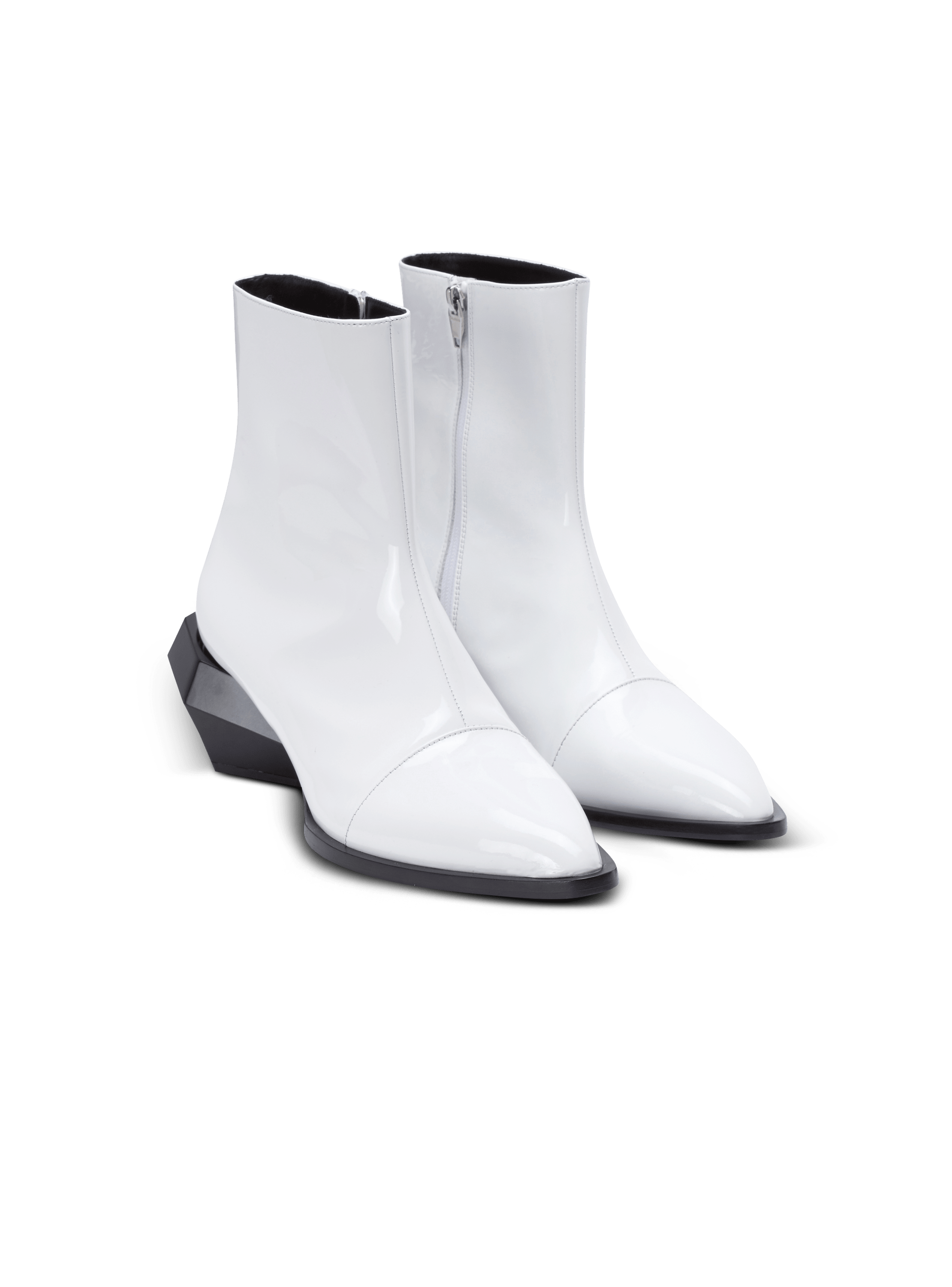 Billy patent leather ankle boots white Men BALMAIN