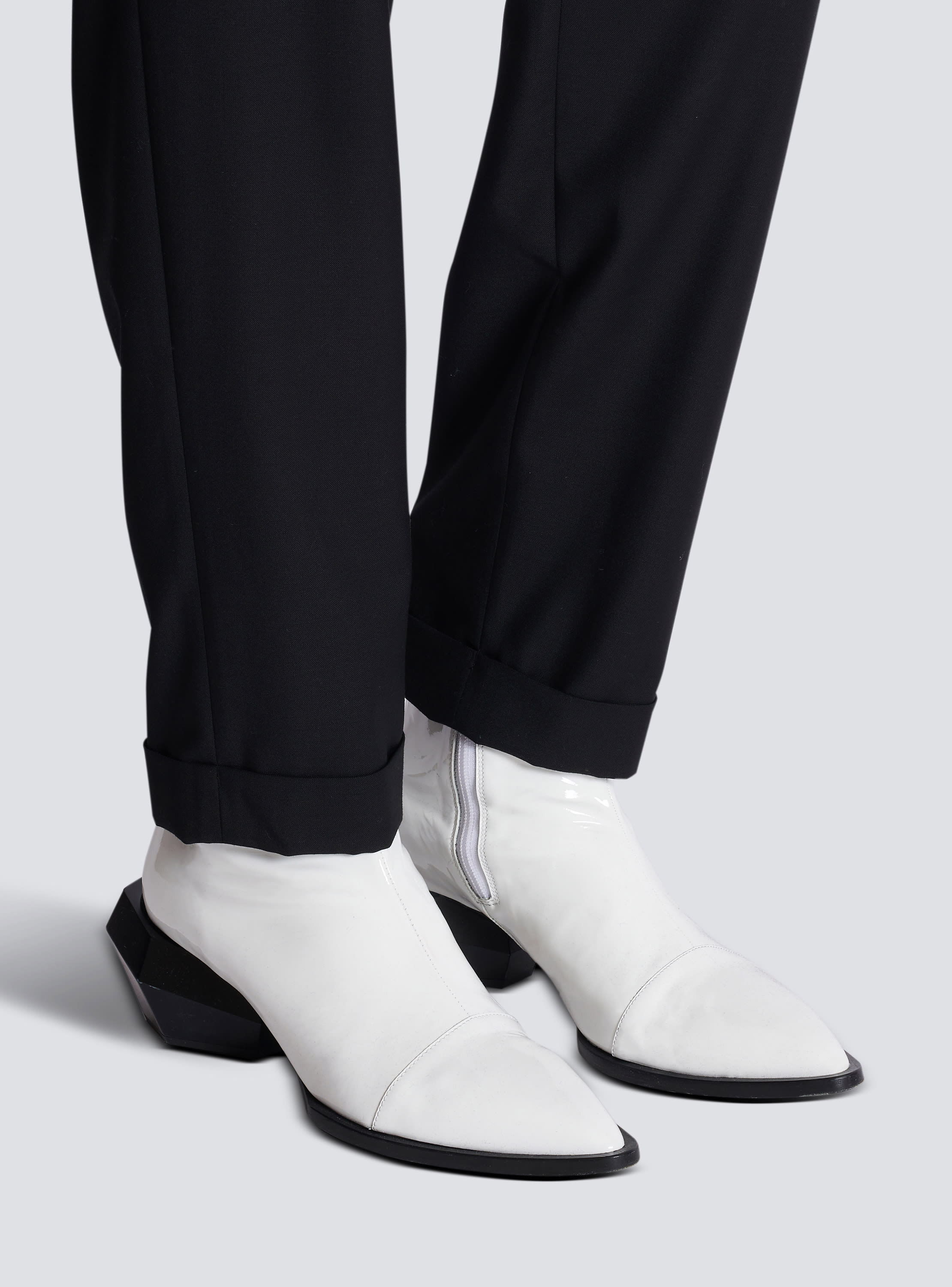 Billy patent leather ankle boots white Men BALMAIN