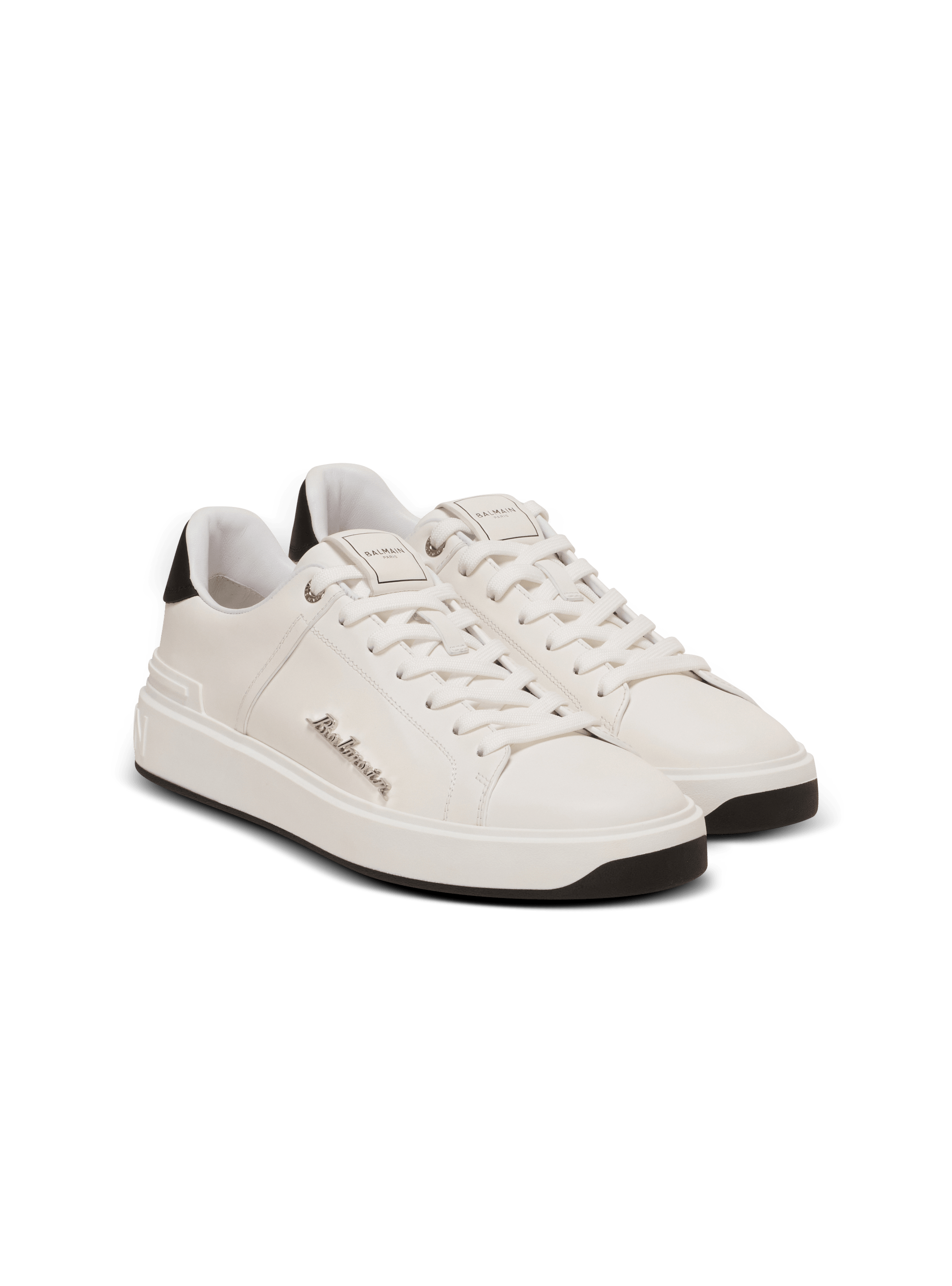 Calfskin B-Court trainers with Balmain logo