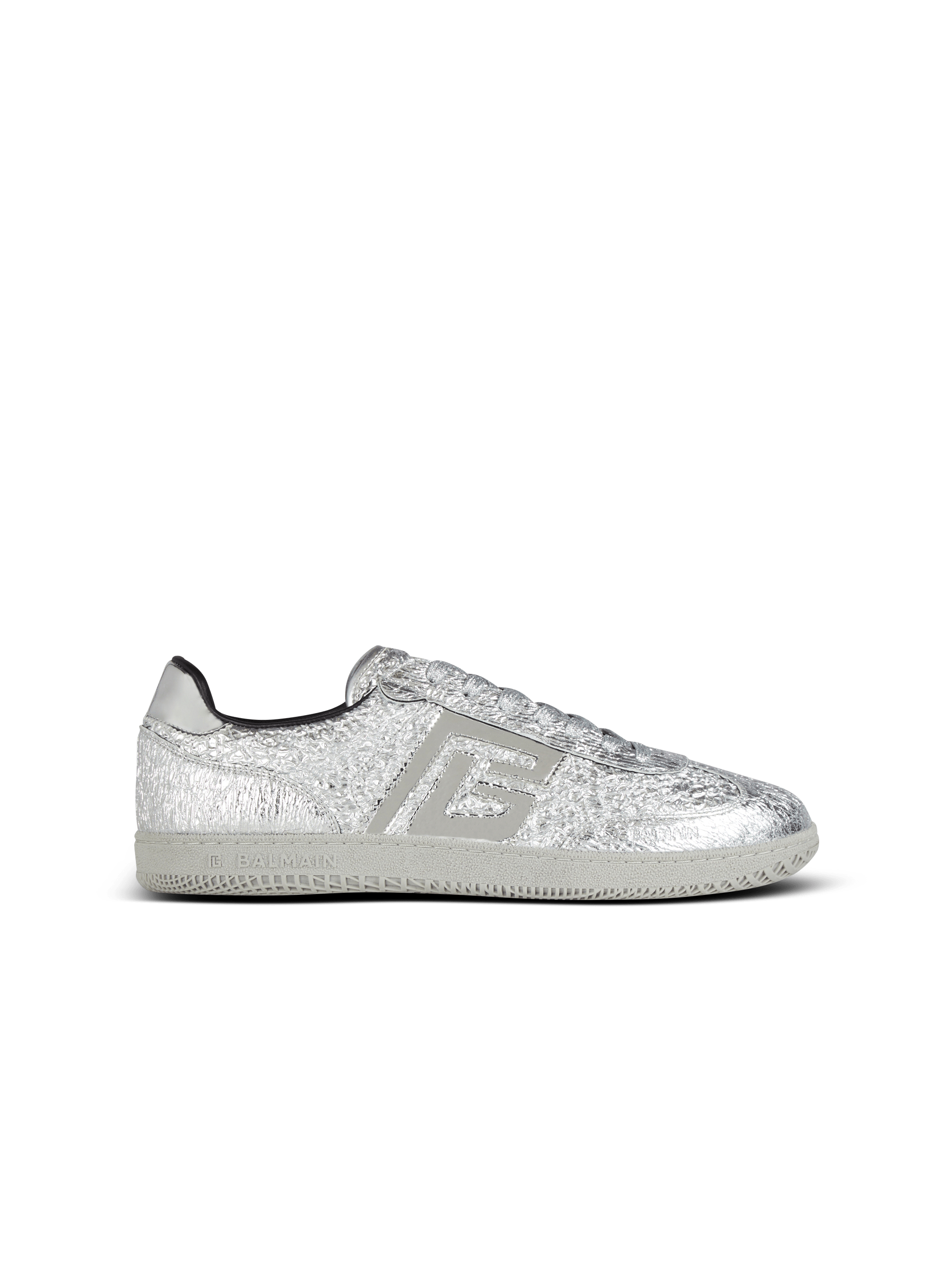 Sneakers Balmain Swan in pelle argentata