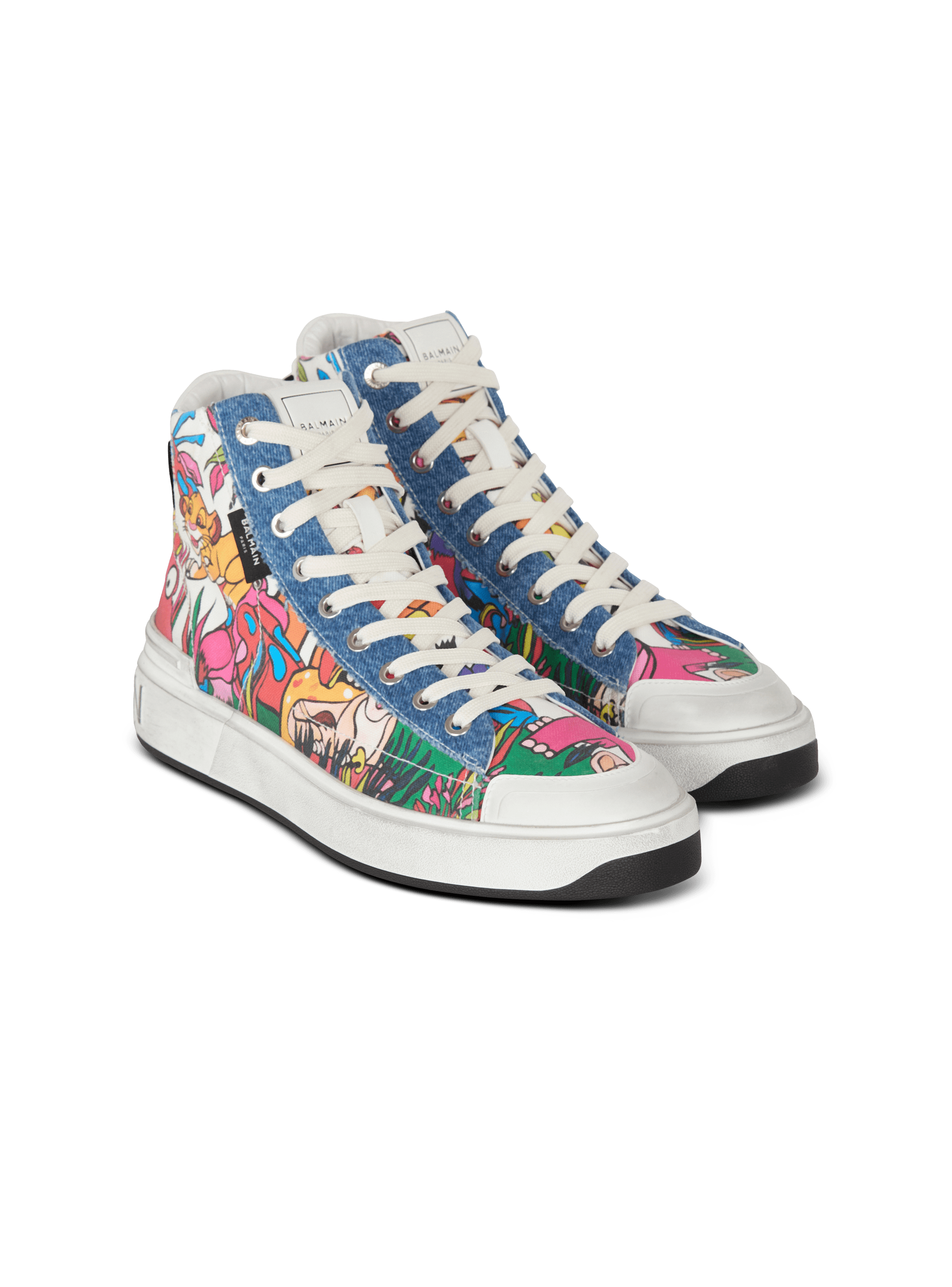 Disney x Balmain: The Lion King - B-Court High Top trainers with Enfant Précoce print