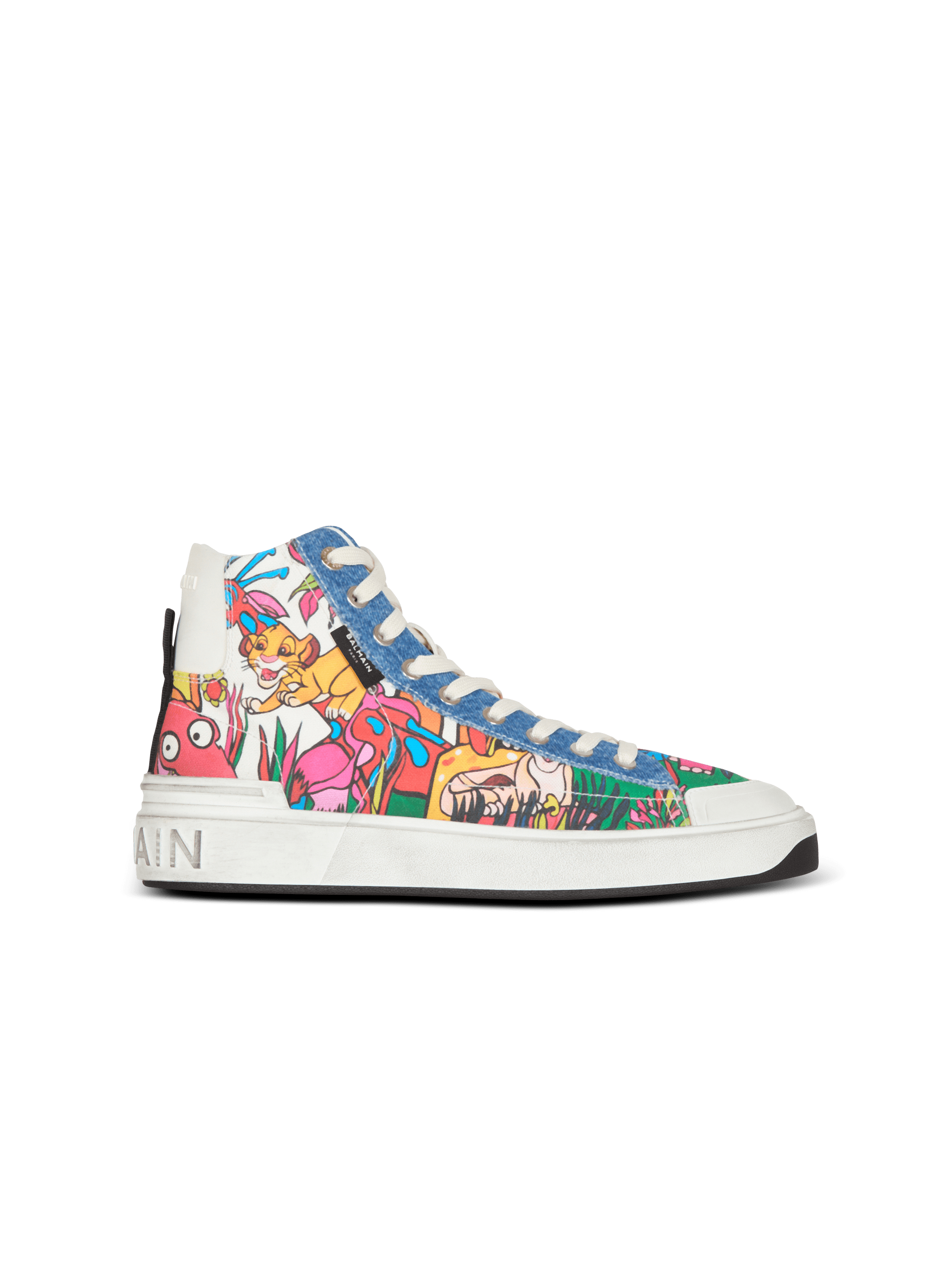 Disney x Balmain: The Lion King - B-Court High Top trainers with Enfant Précoce print