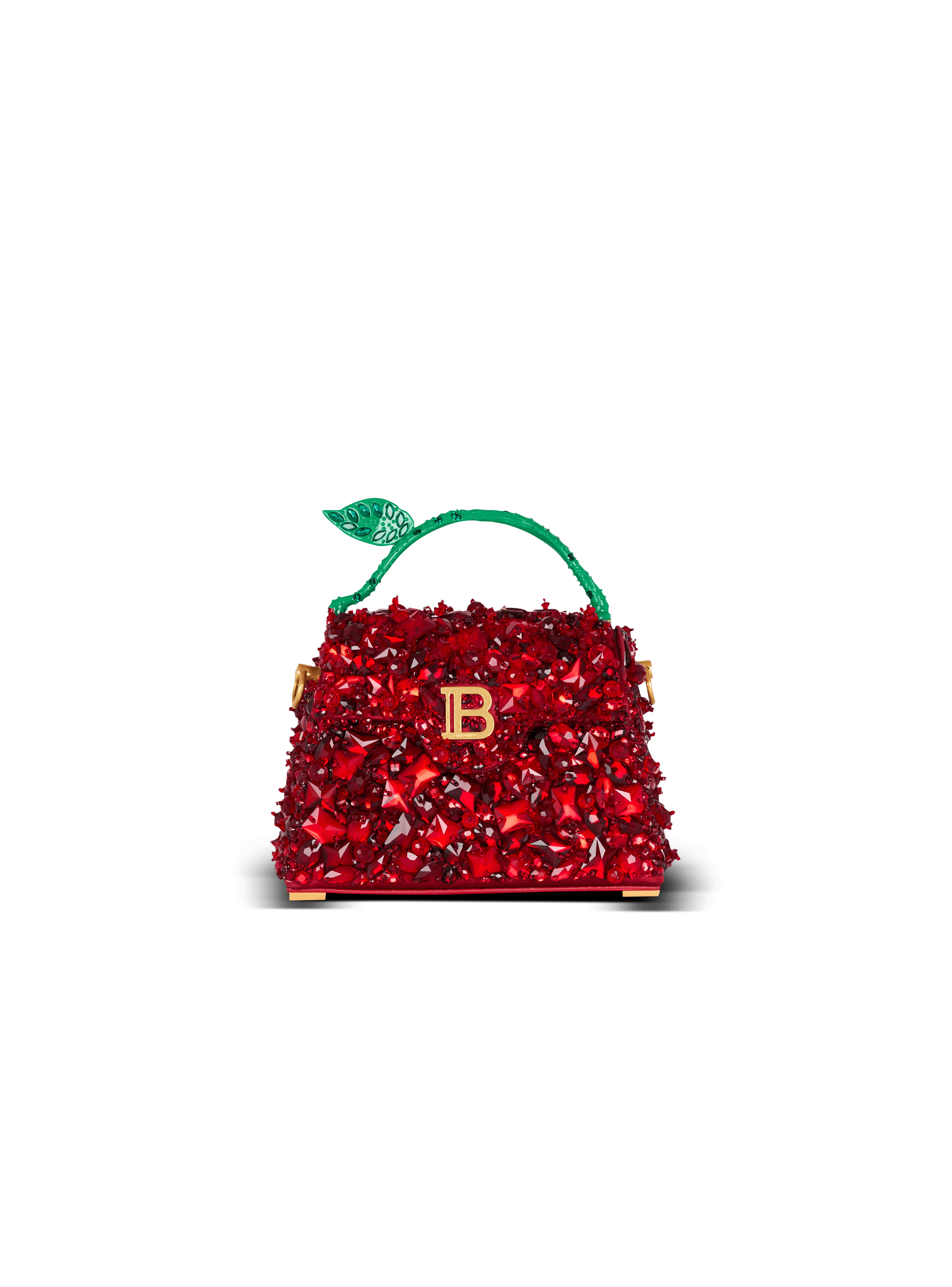 Small B-Buzz Dynasty bag in Strawberry-embroidered satin