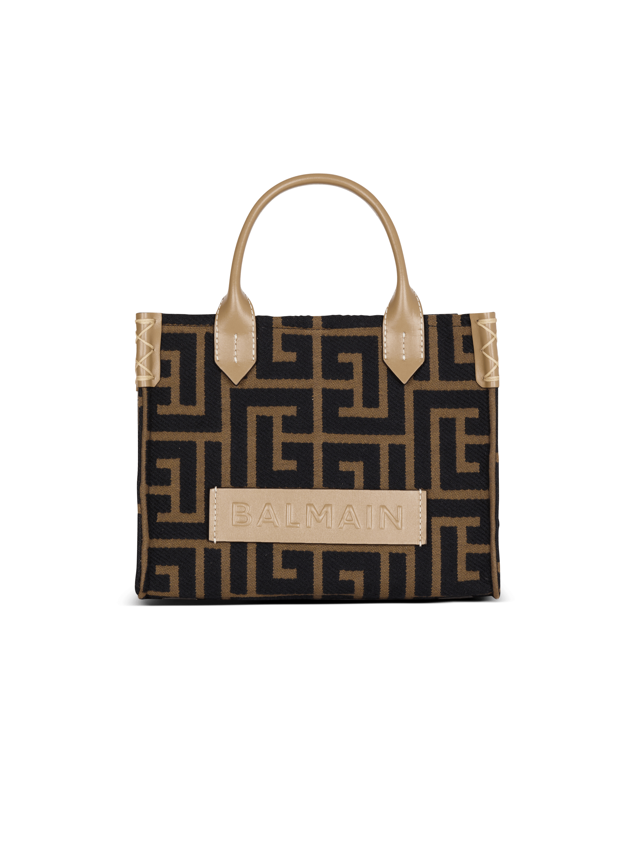 Small B-Army tote bag in jacquard fabric with a PB Labyrinth monogram