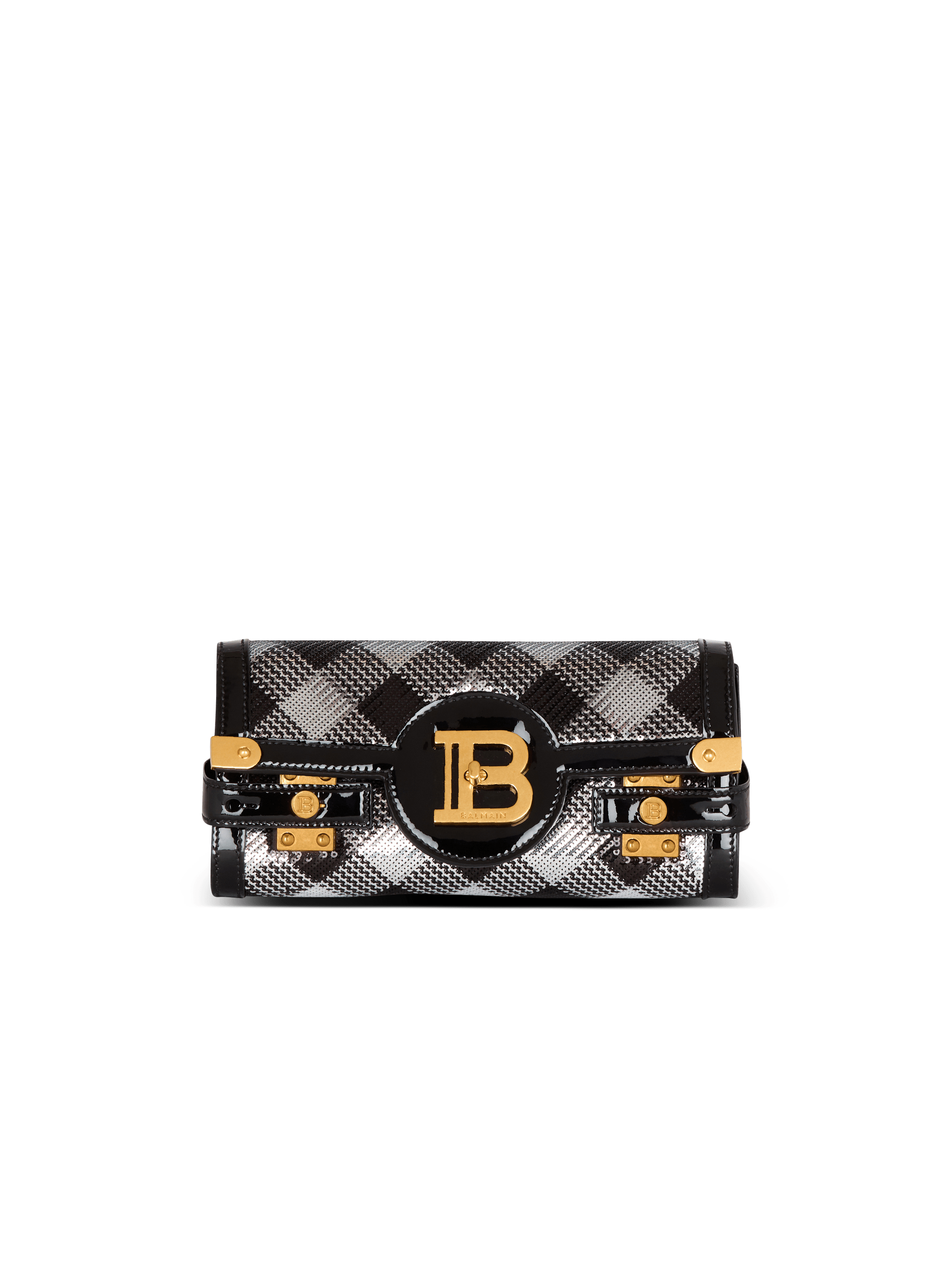 Pochette B-Buzz 23 mit Karo-Pailletten und Lackleder