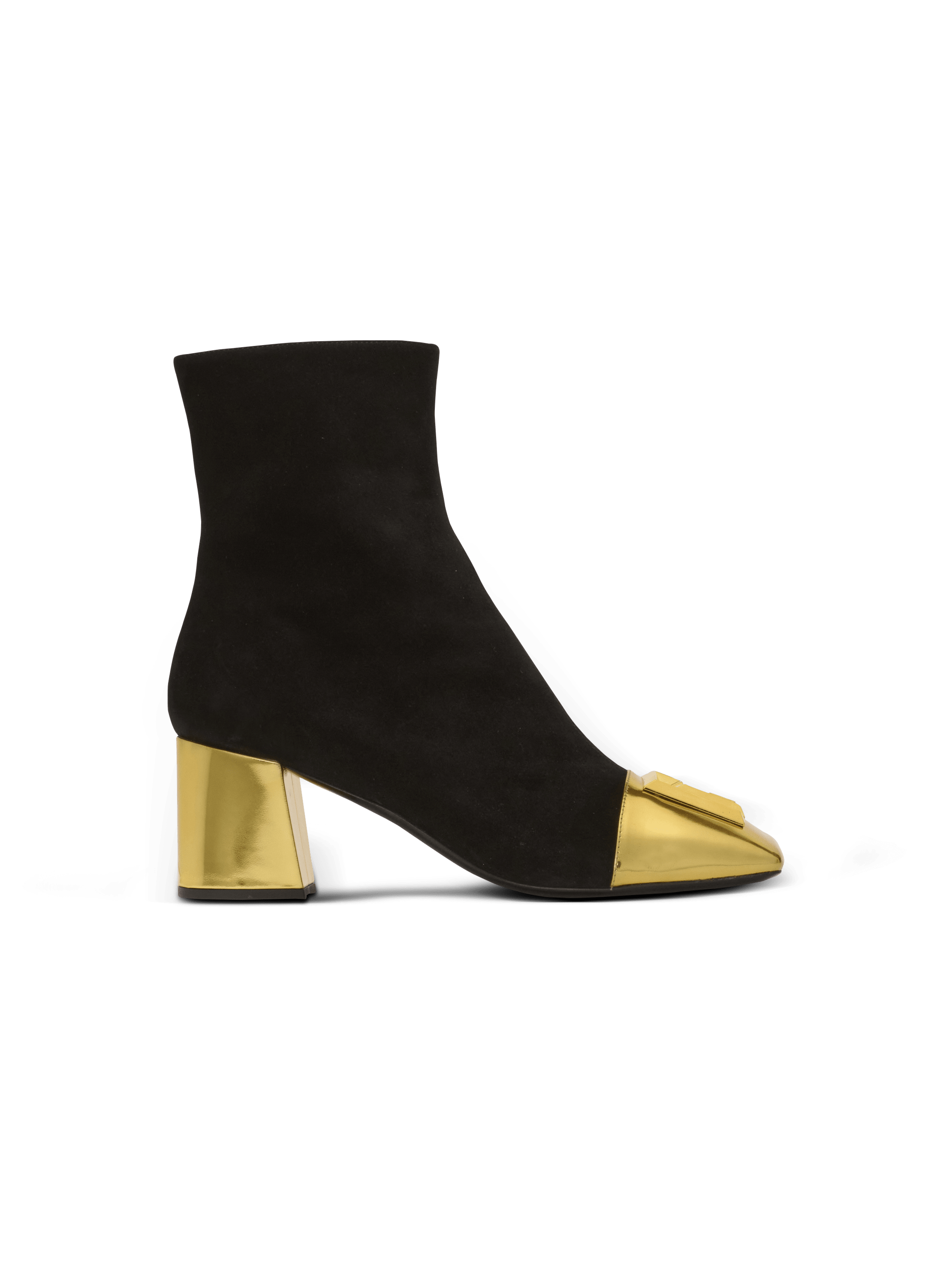 Edna ankle boots in suede and mirrored leather