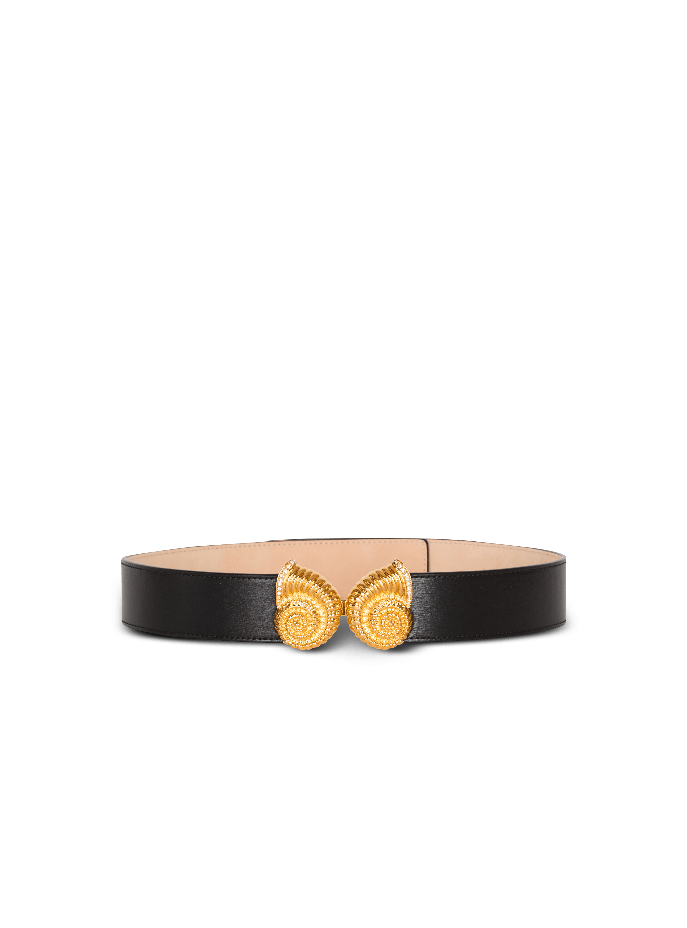 Leather belt with embellished buckle