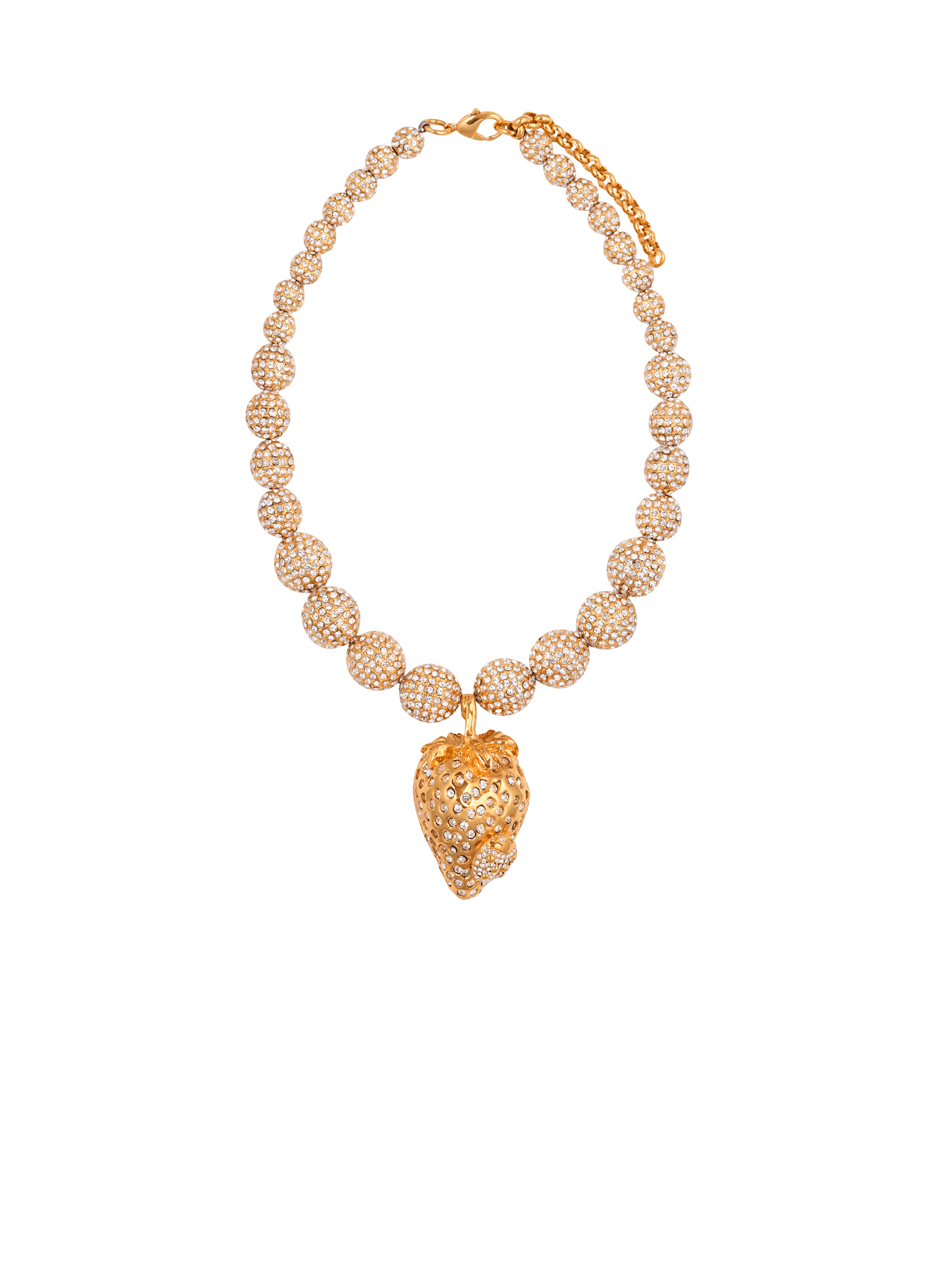 Collier Fraise en métal et strass