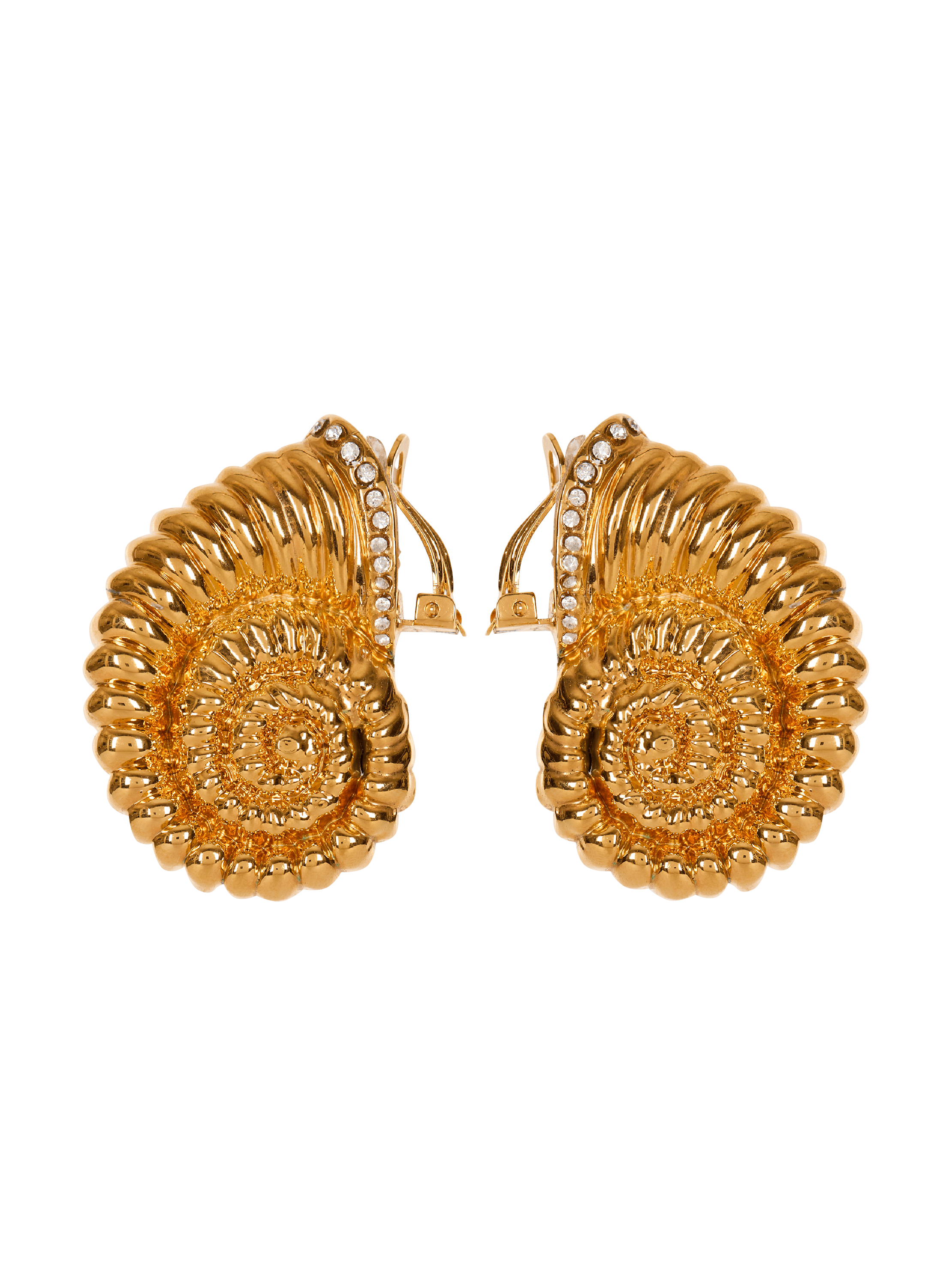 Snail brass and rhinestone earrings