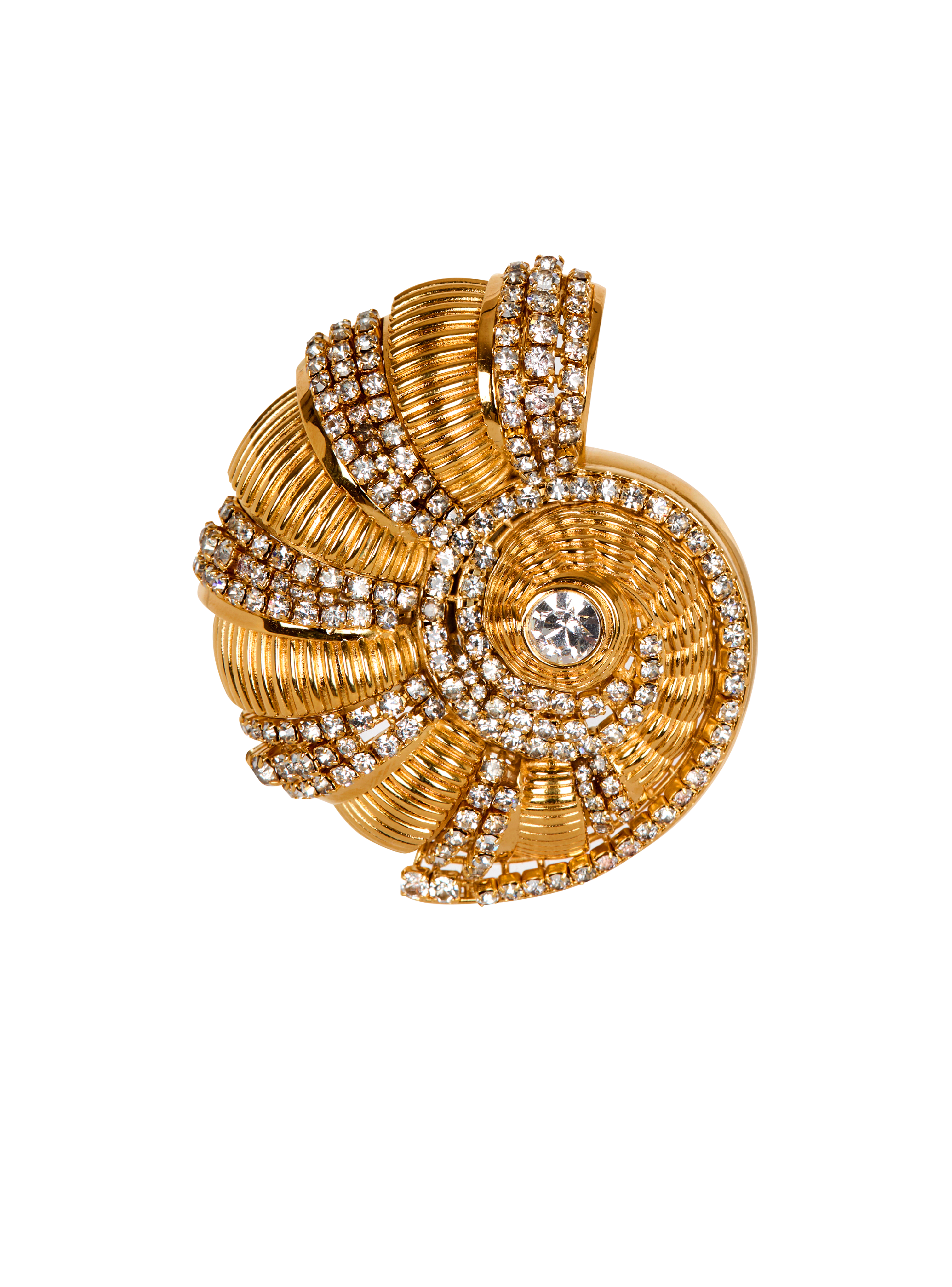 Brass and rhinestone Snail brooch