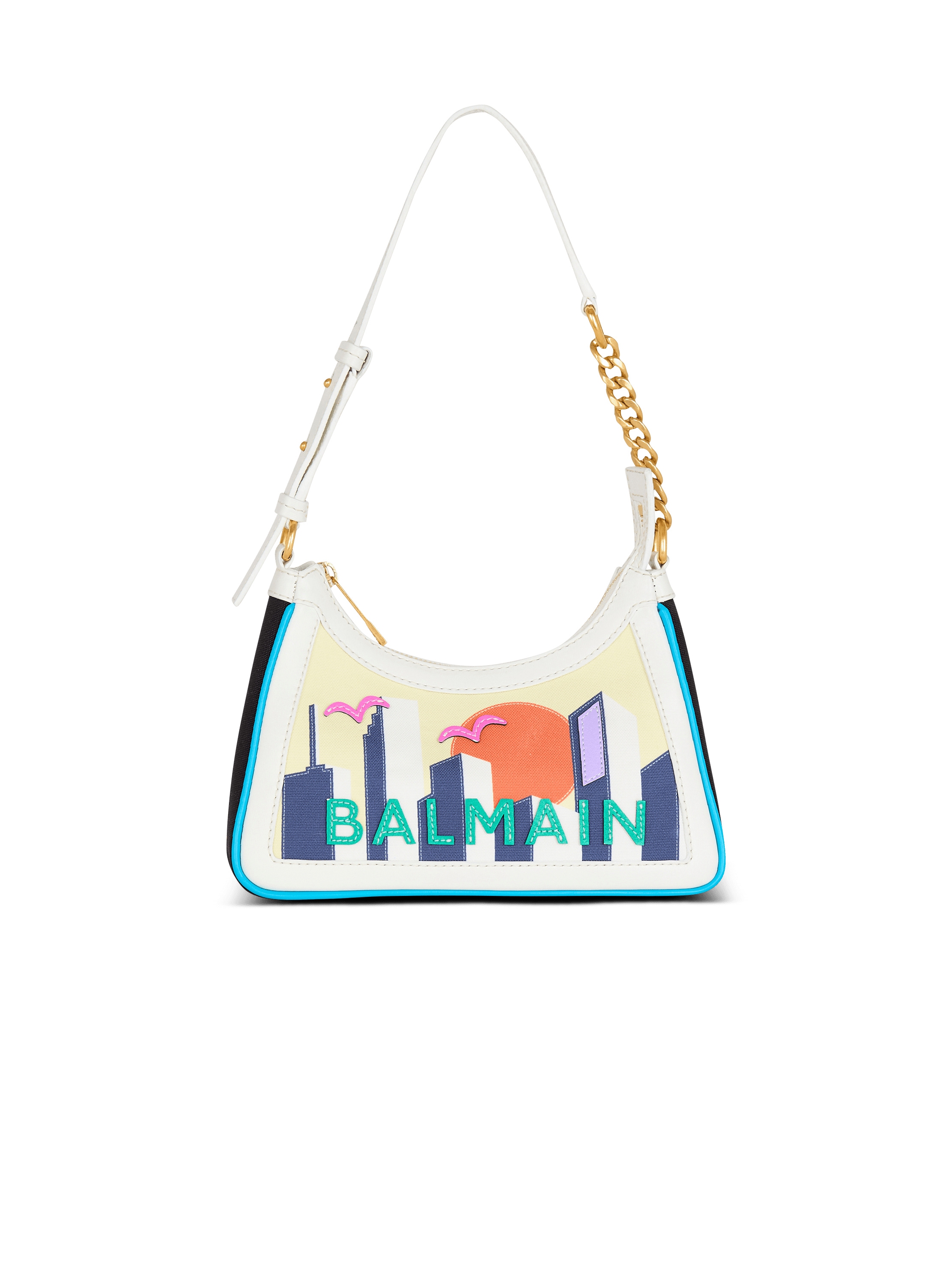 Bolso B-Army Shoulder de piel de becerro y lona estampada Postcard