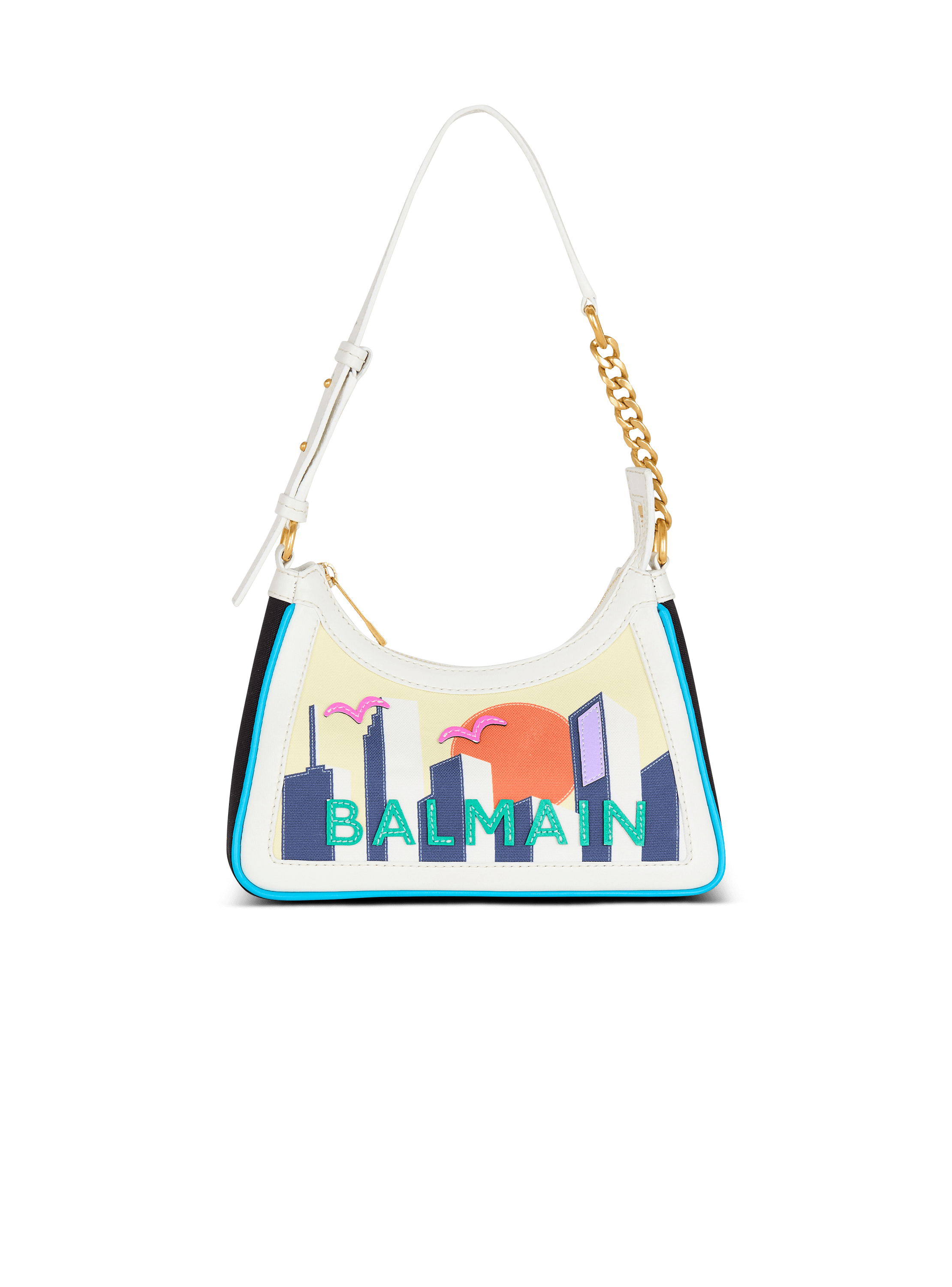B-Army Shoulder bag in calfskin and printed Postcard canvas