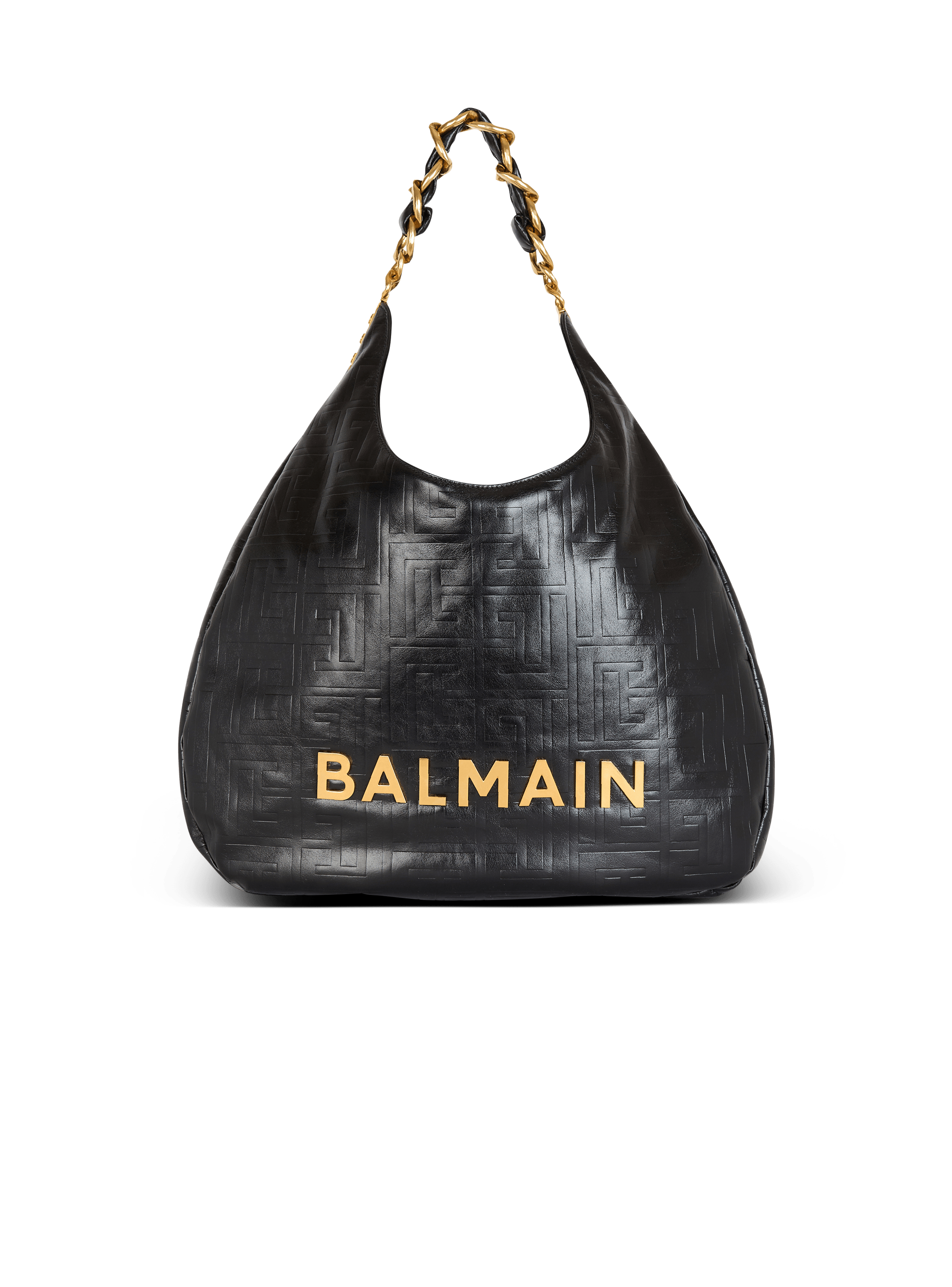 Large 1945 Soft Hobo bag in embossed crinkled calfskin with a PB Labyrinth monogram
