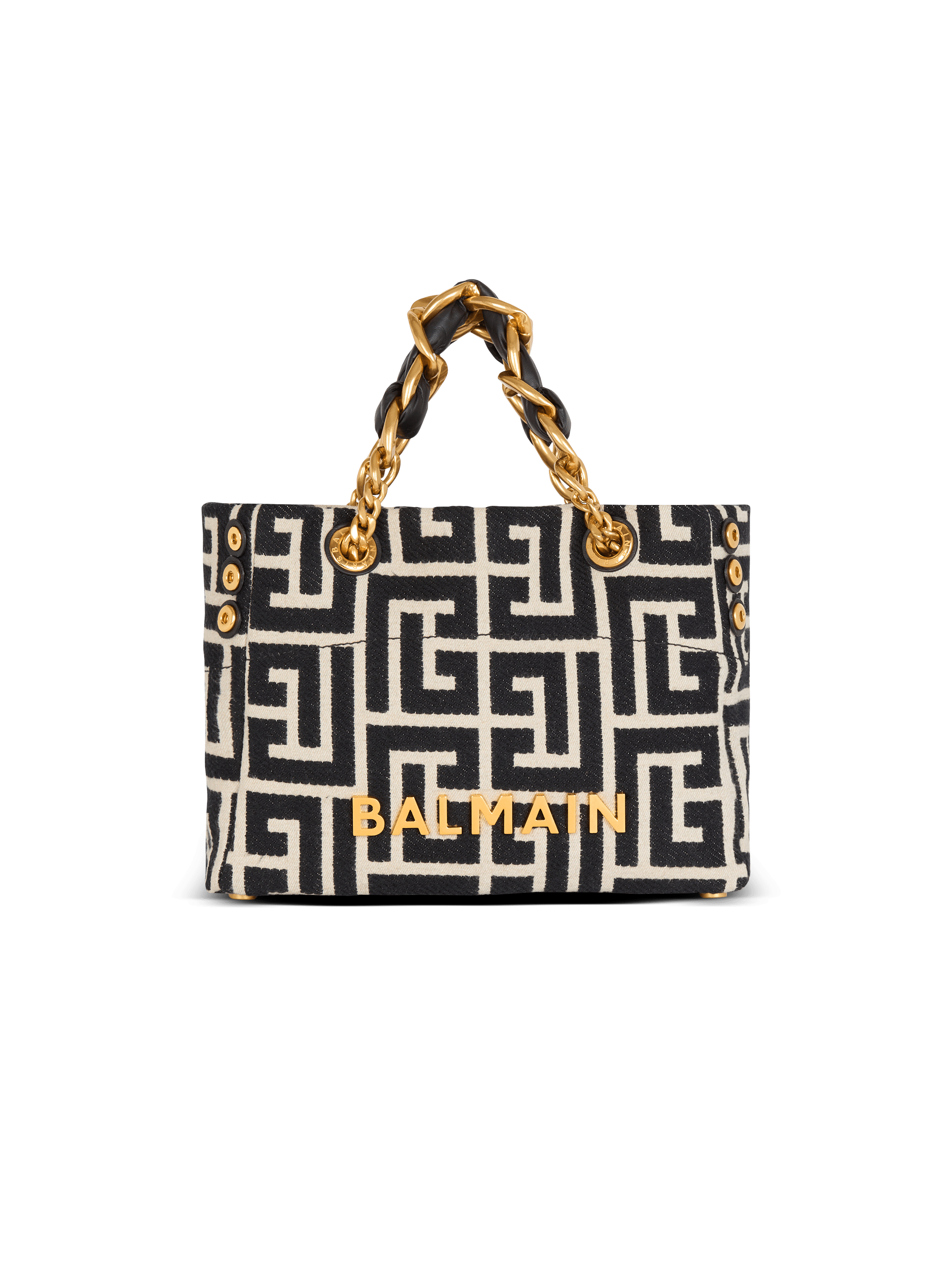 Small 1945 Soft tote bag in jacquard fabric with a PB Labyrinth monogram