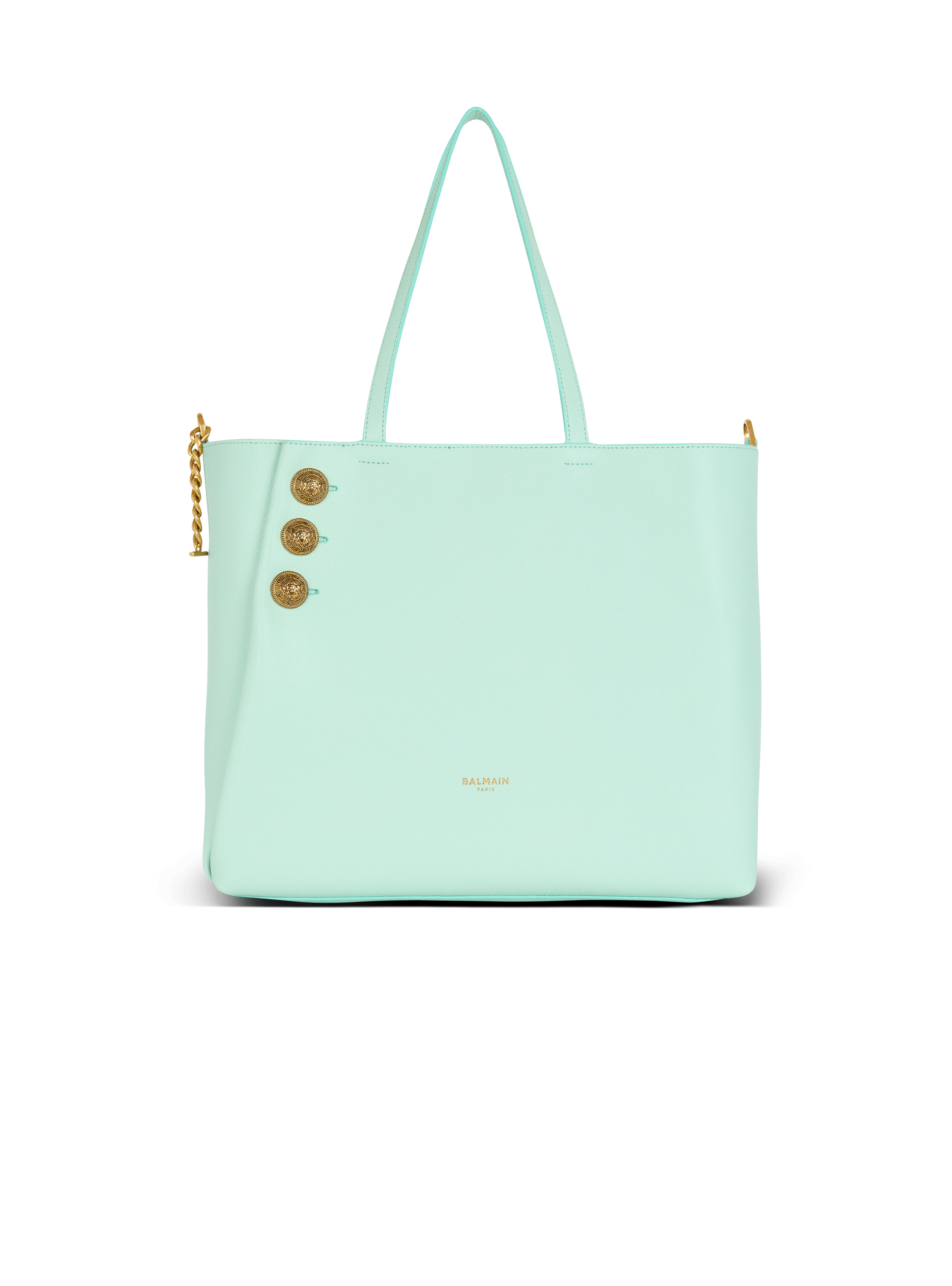 Borsa shopper emblema in pelle di vitello granulata