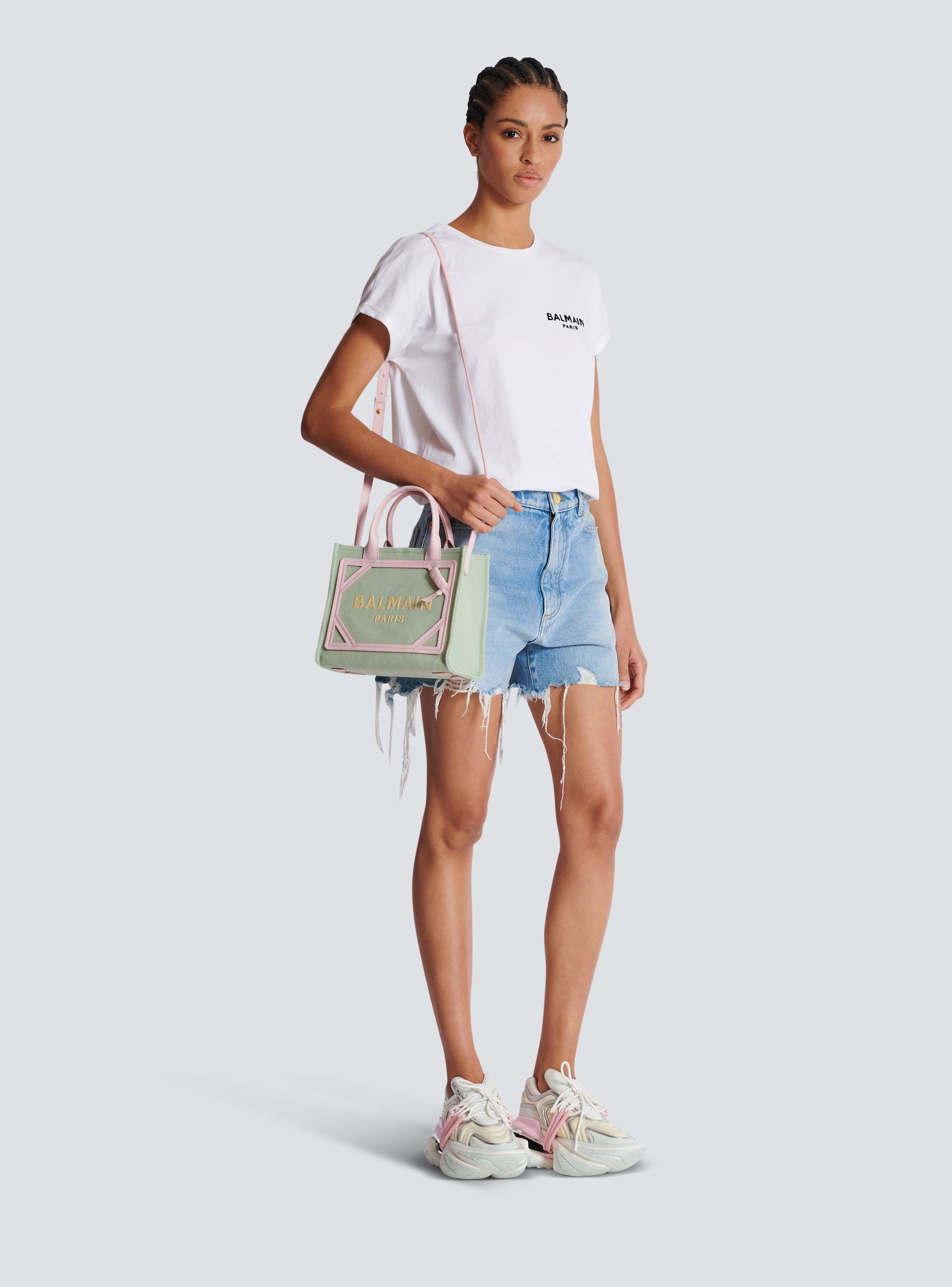 B-Army Small canvas and leather tote bag
