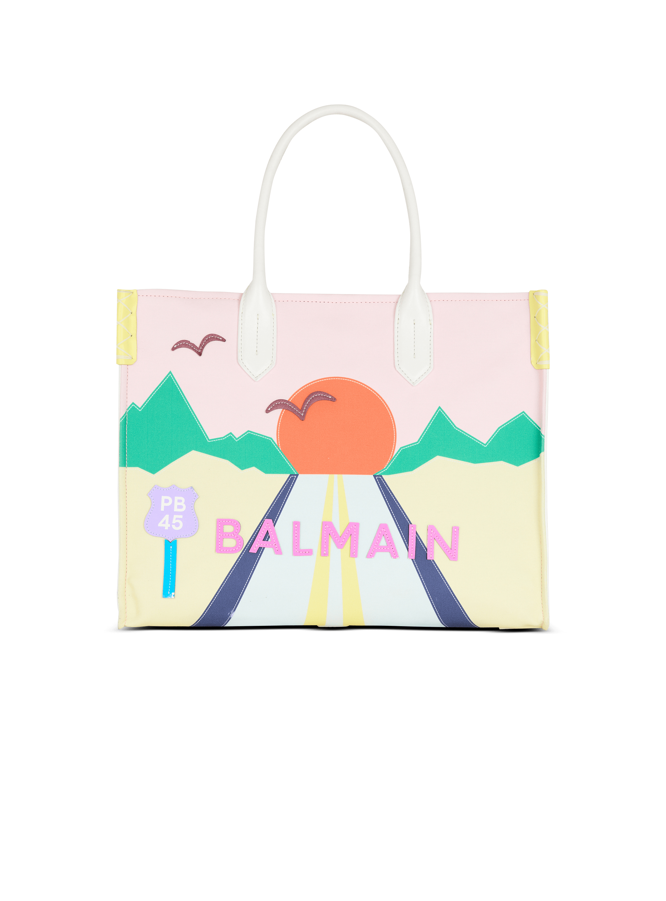 Bolso Cabas B-Army Shopper Medium de lona y piel efecto patchwork Postcard