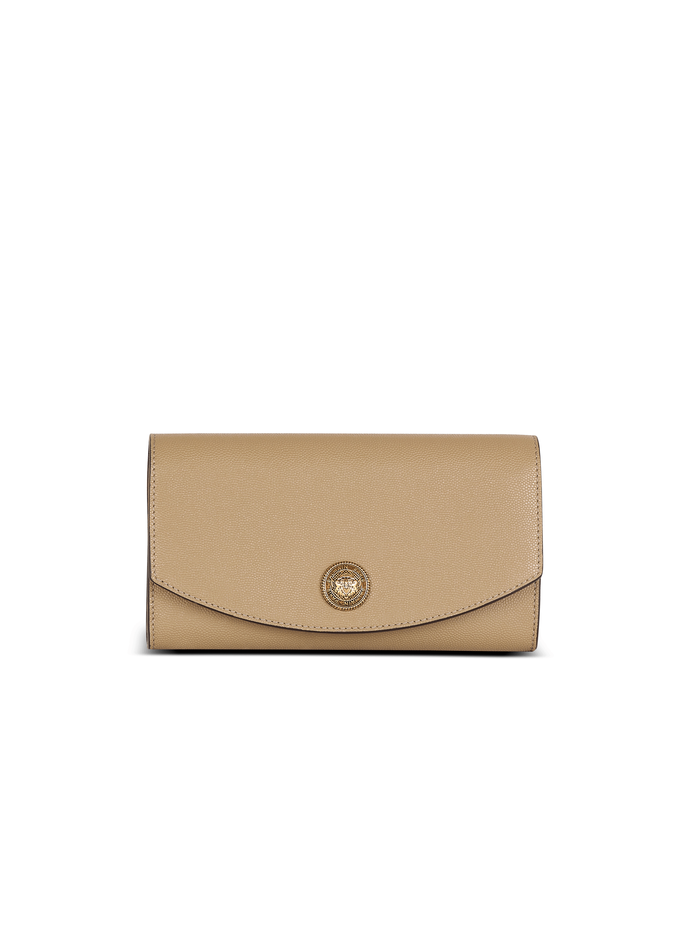 Pochette emblema in pelle di vitello granulata