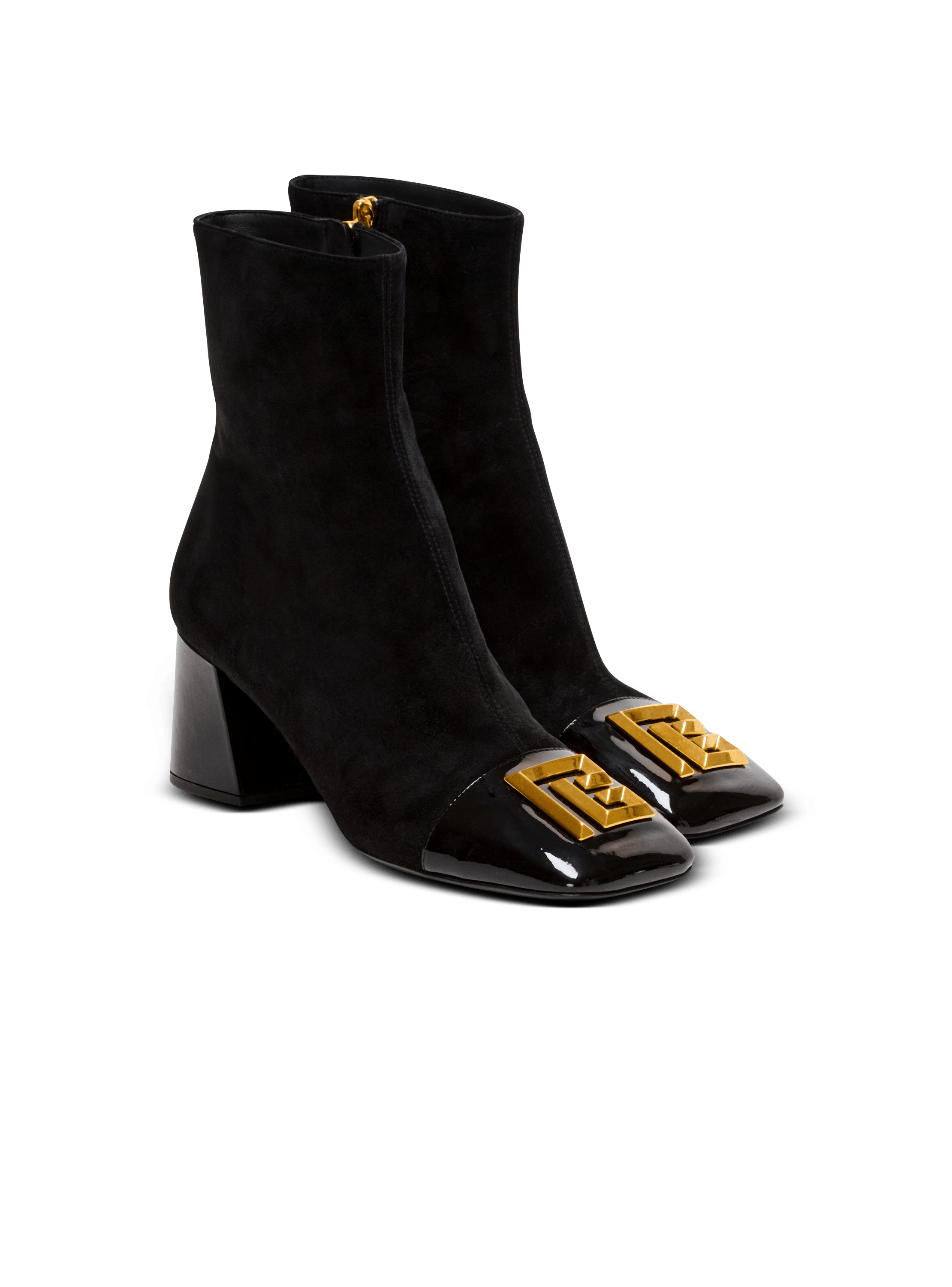 Bottines Edna en cuir suédé avec bouts vernis