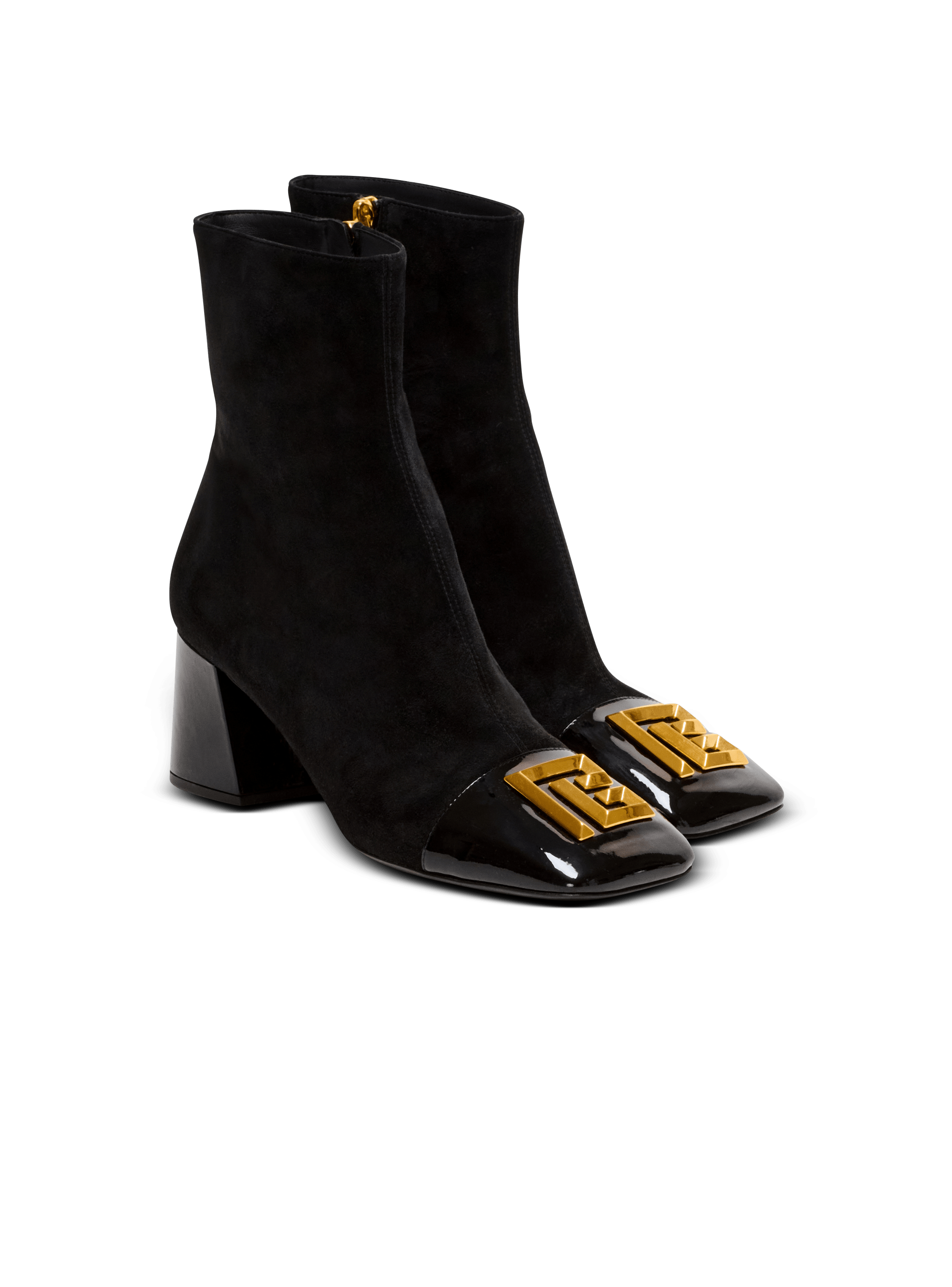 Suede Edna ankle boots with patent leather toes