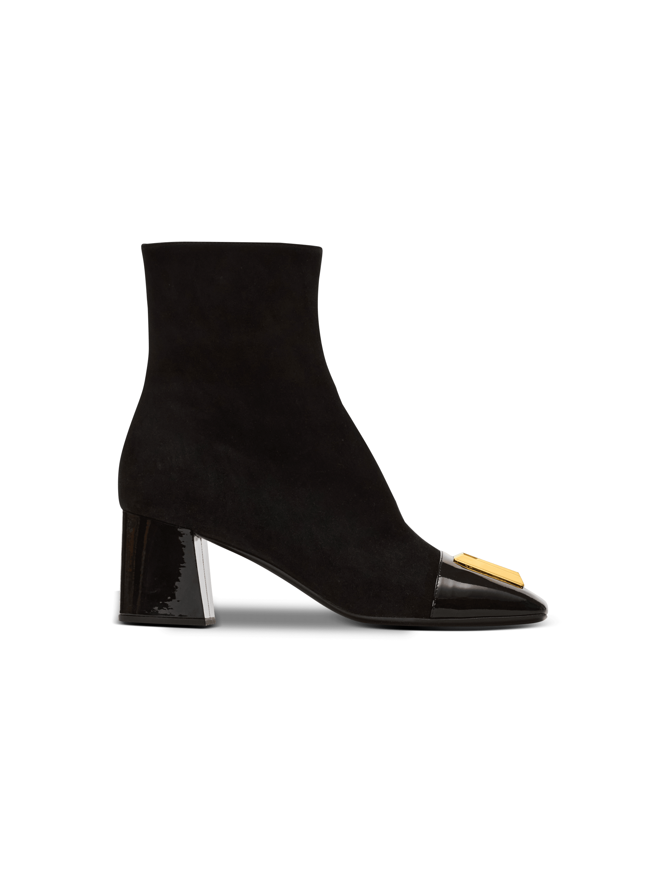 Bottines Edna en cuir suédé avec bouts vernis