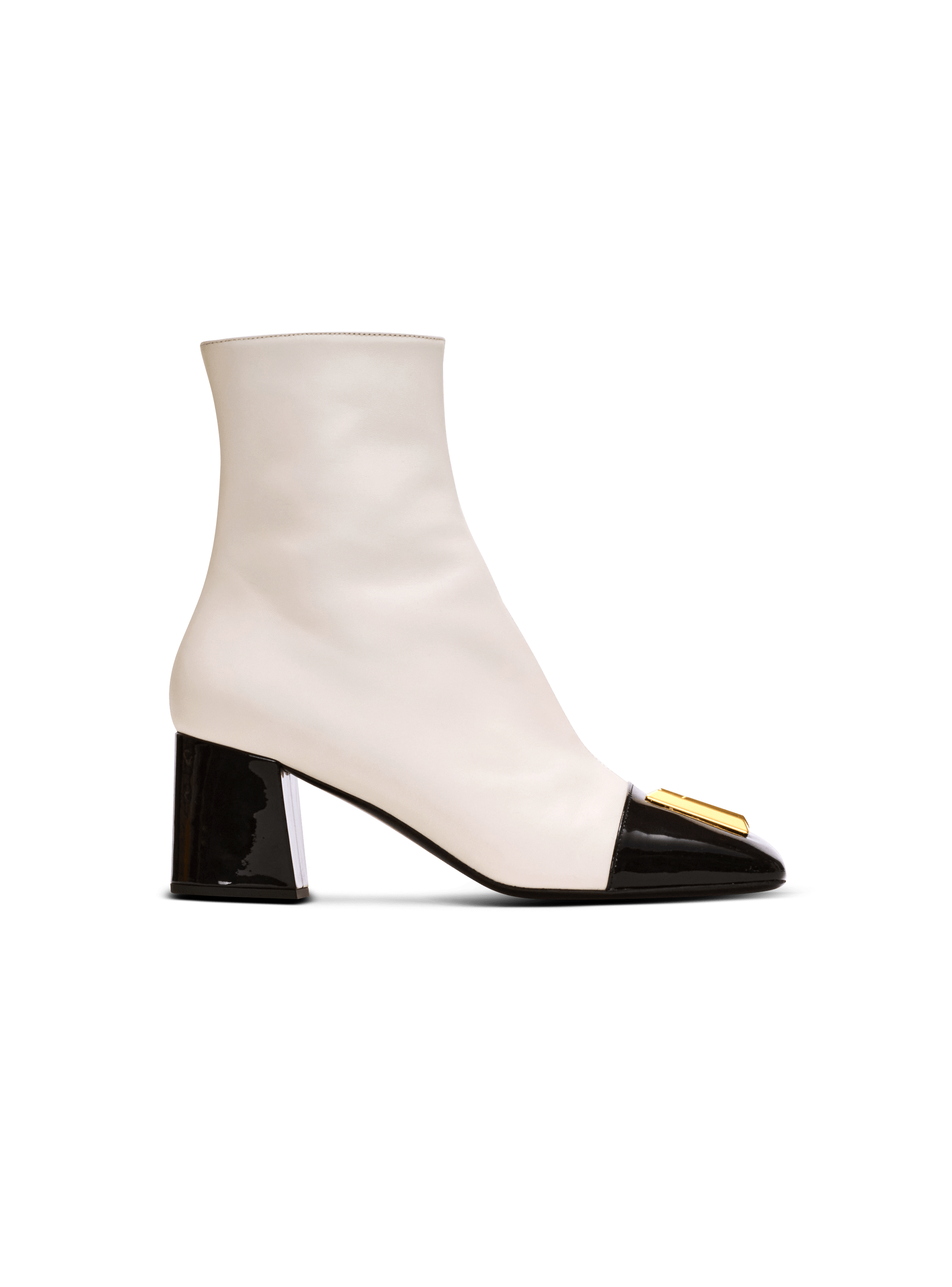 Edna ankle boots in two tone leather white Women BALMAIN