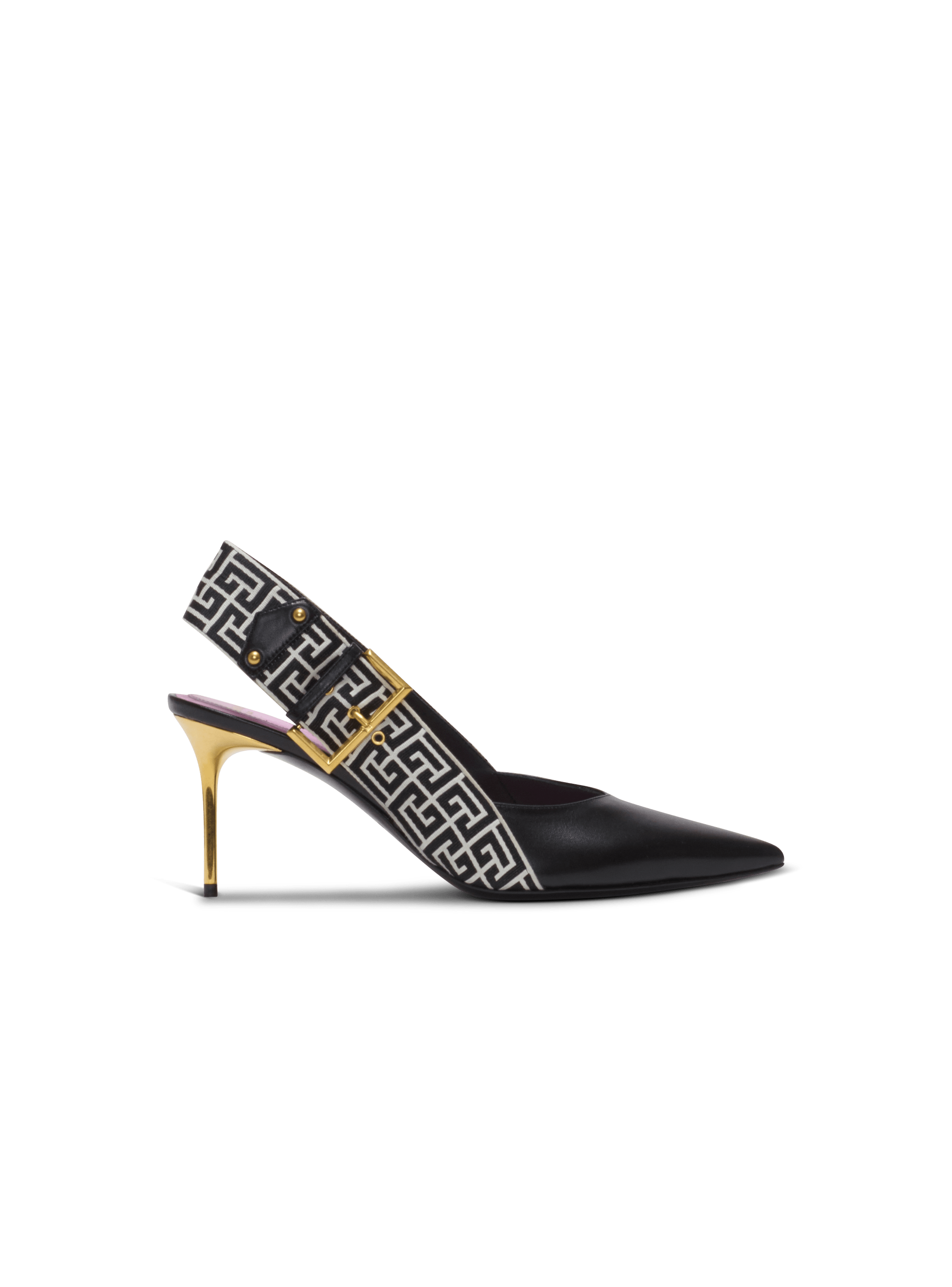 Slingbacks Ruby à talons en cuir de veau et monogramme PB Labyrinthe