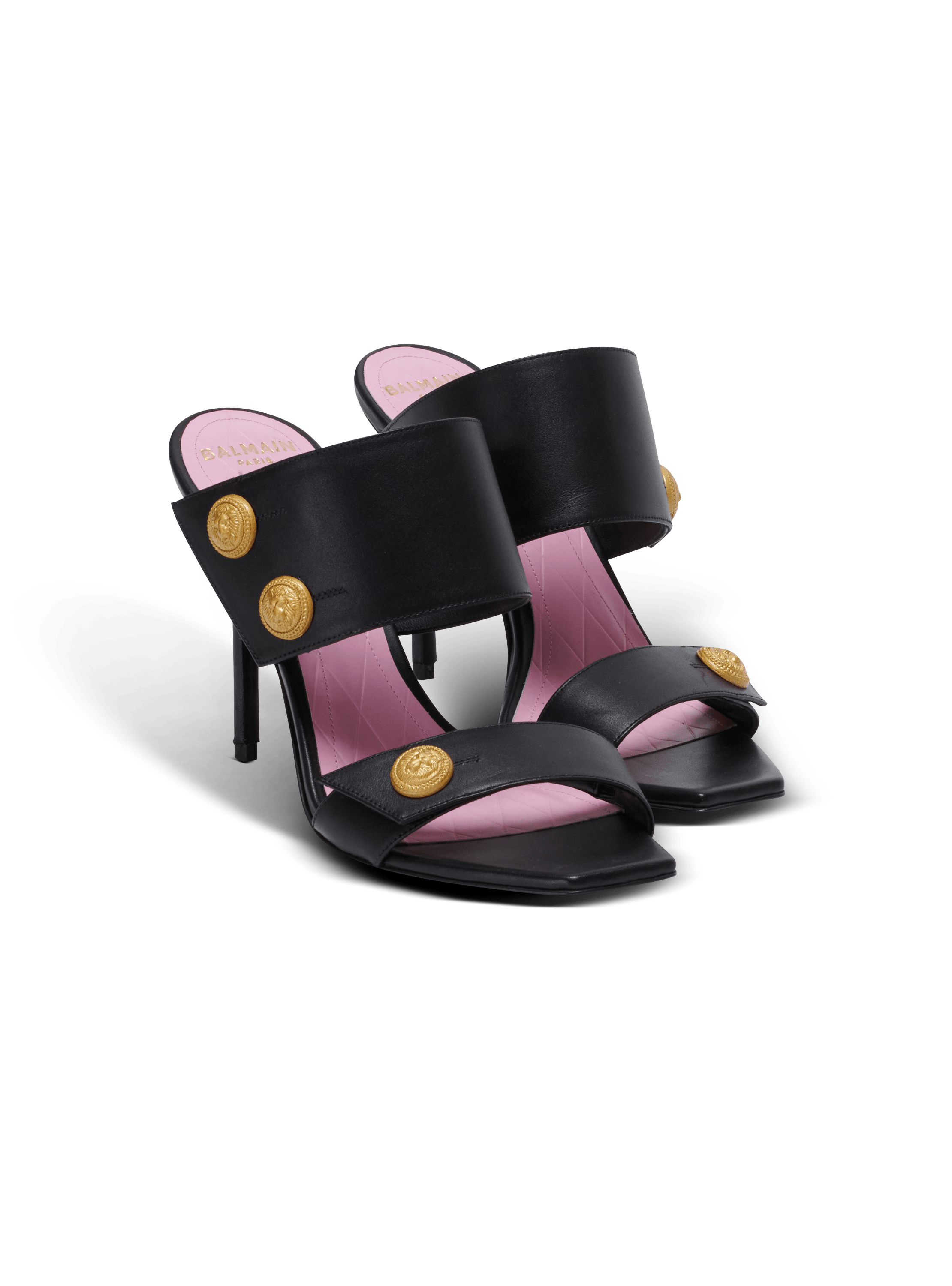 Heeled Eva mules in calfskin