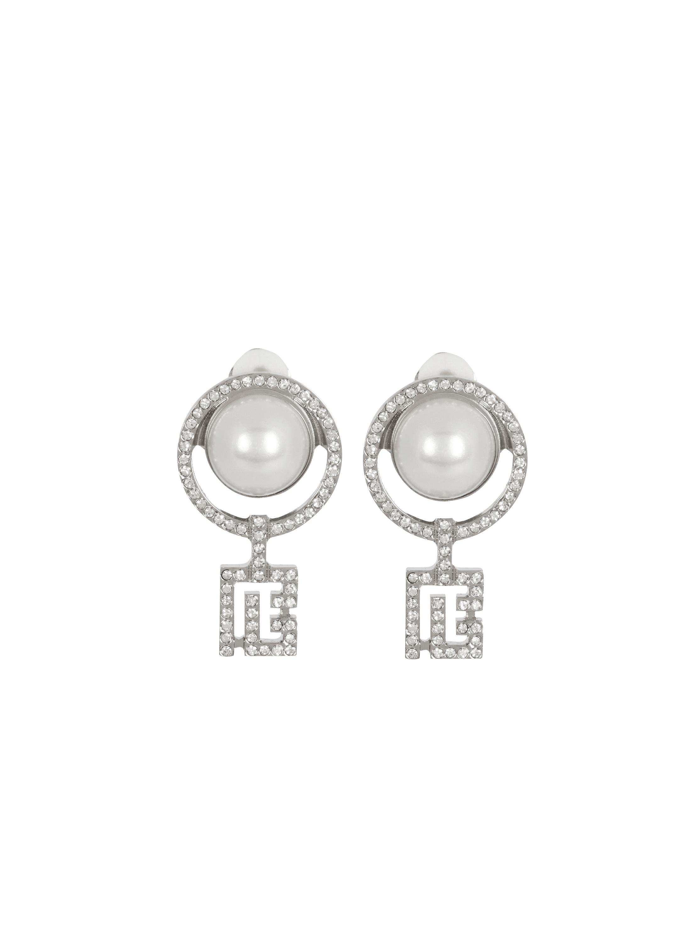 Pearl earrings with Art Deco rhinestones