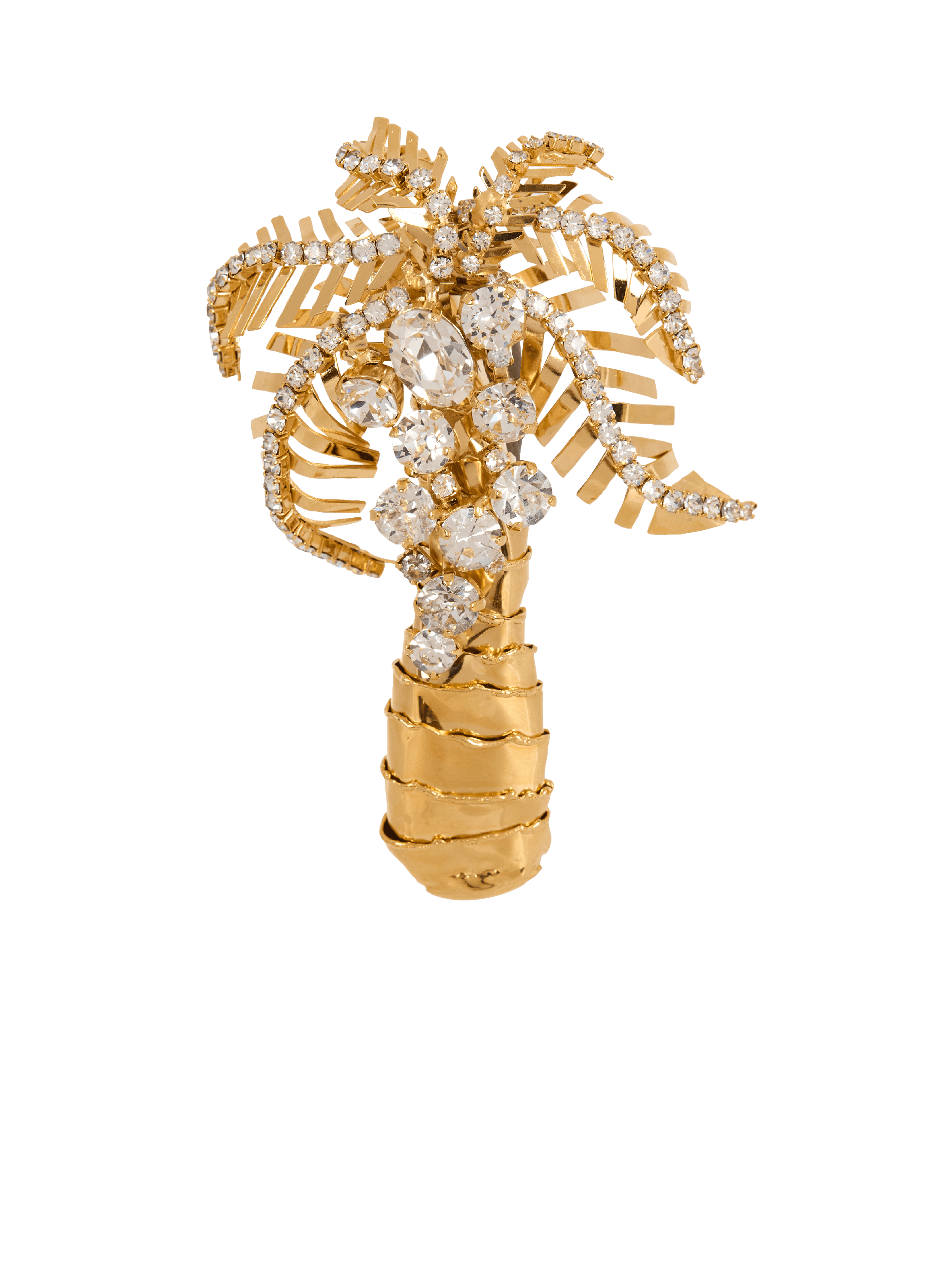 Palmier 黄铜和水晶胸针